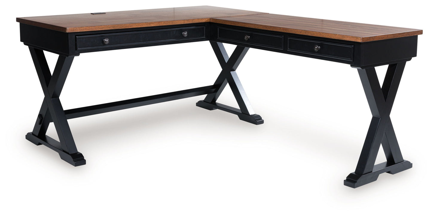 Wildenauer - Brown / Black - Home Office Desk And Return