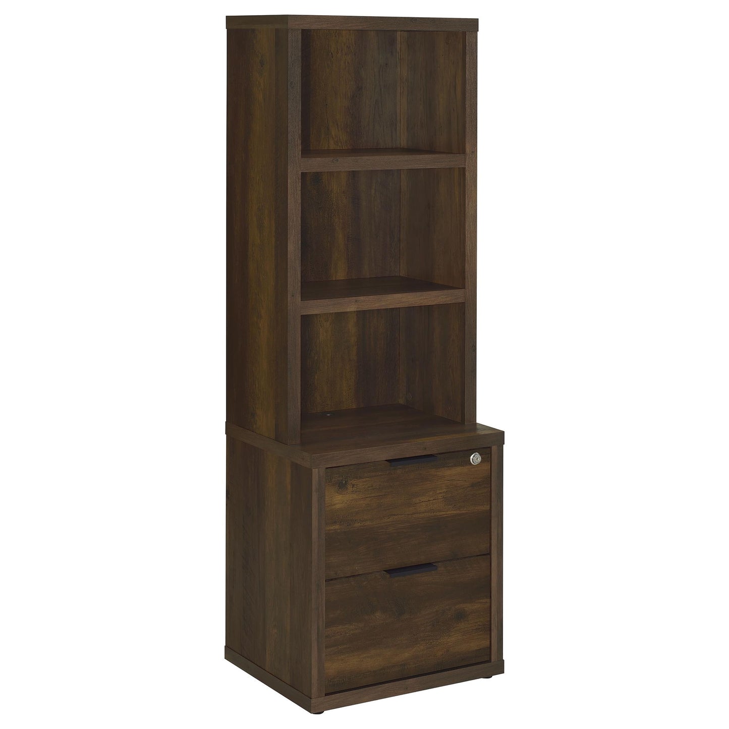 Multifunctional Bookcase With Three Open Shelves, 2 Drawers, Dual USB Charging Outlet