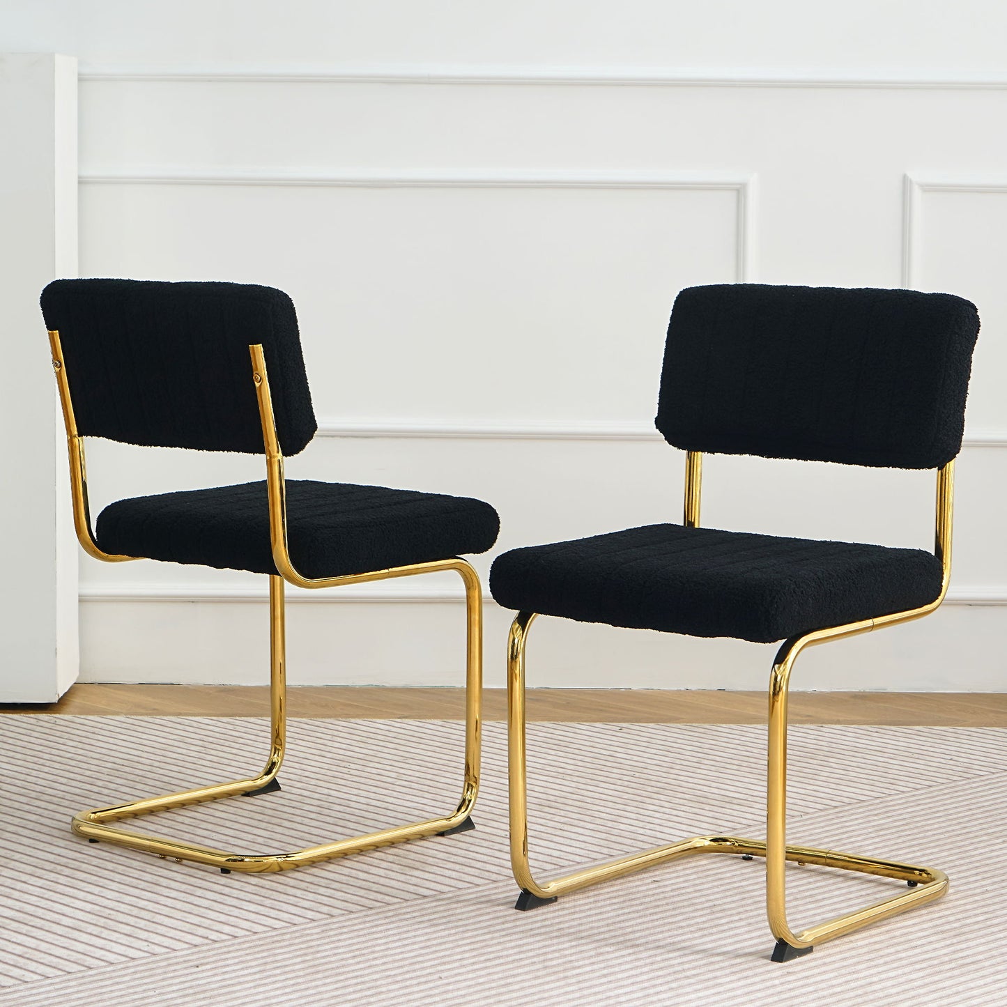 Modern Light Luxury Dining Chair With Metal Legs And Bow Design