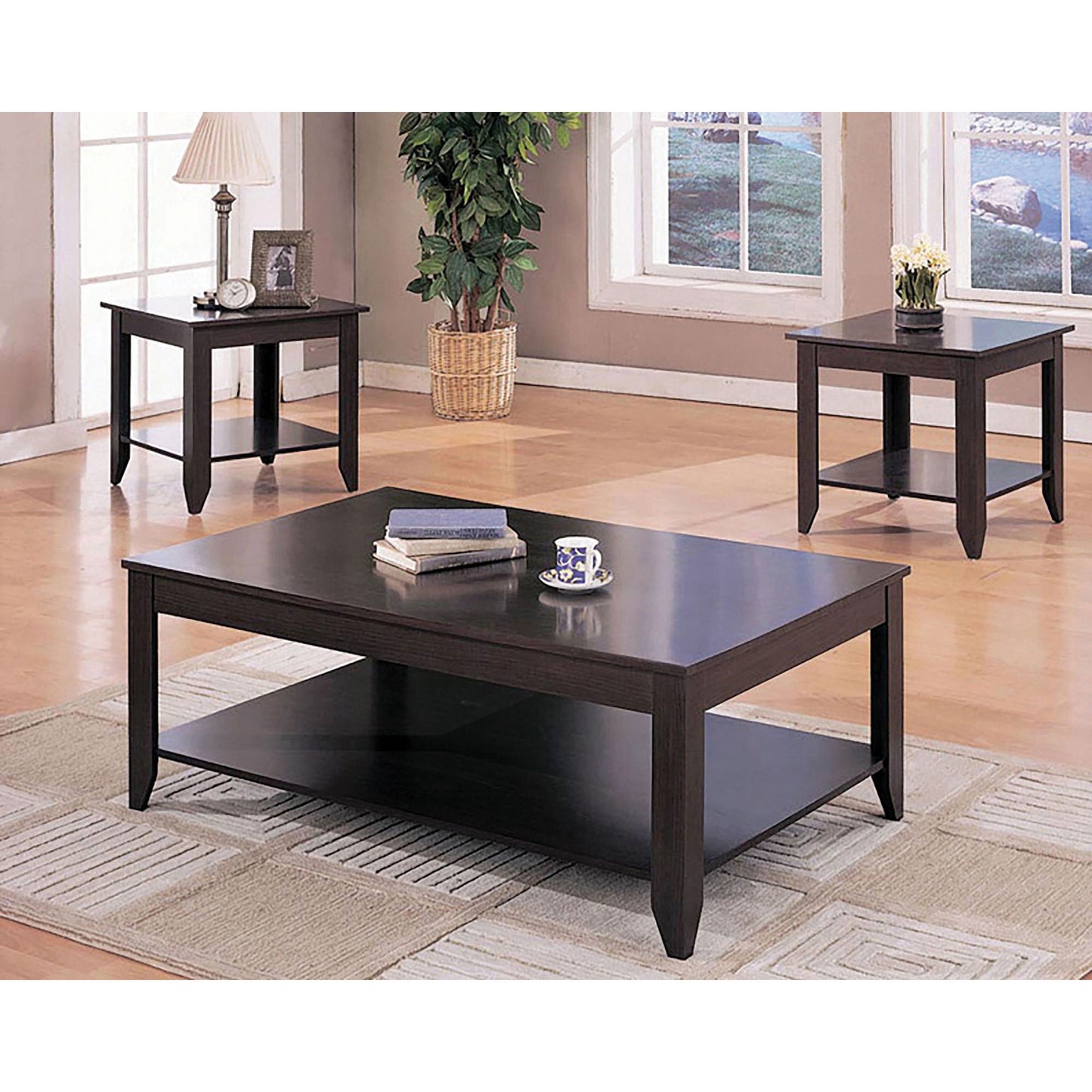 Ornette - 3 Piece Occasional Set With Square Design - Cappuccino