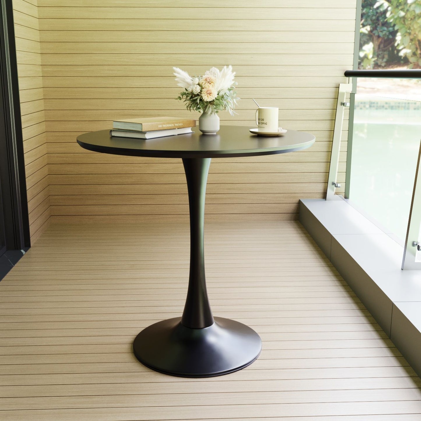 Mid Century Modern Round Dining Table With Top & Pedestal Base