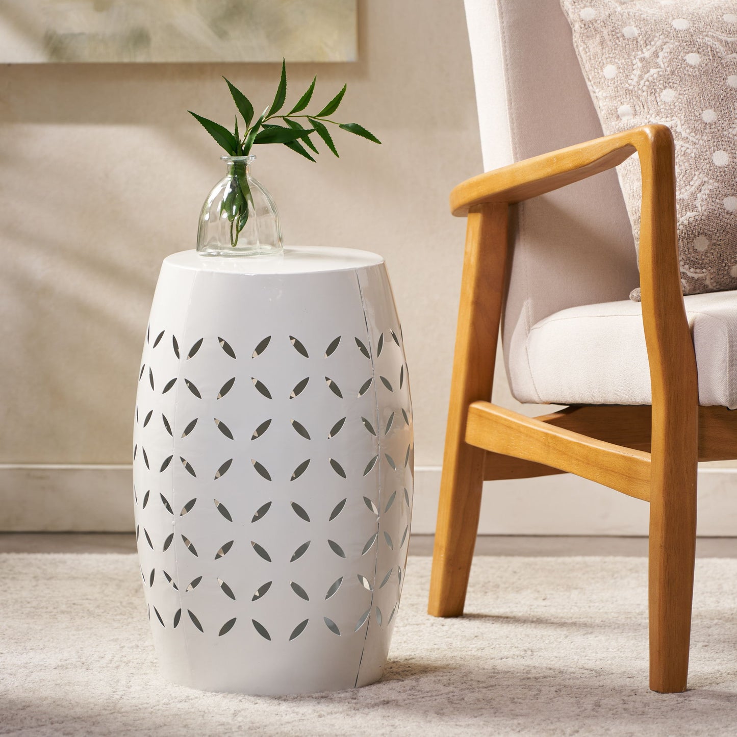 Lilac - Lace Cut Side Table, Compact Design