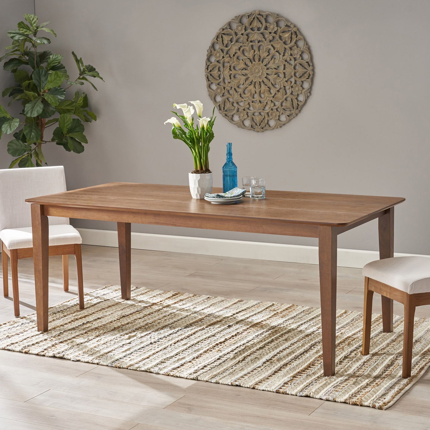 Farmhouse Charm Dining Table With Square Leg