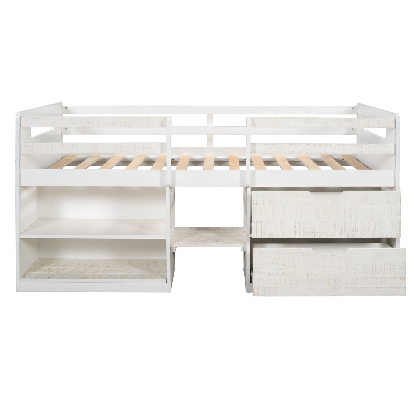 Loft Bed With Two Shelves And Two Drawers