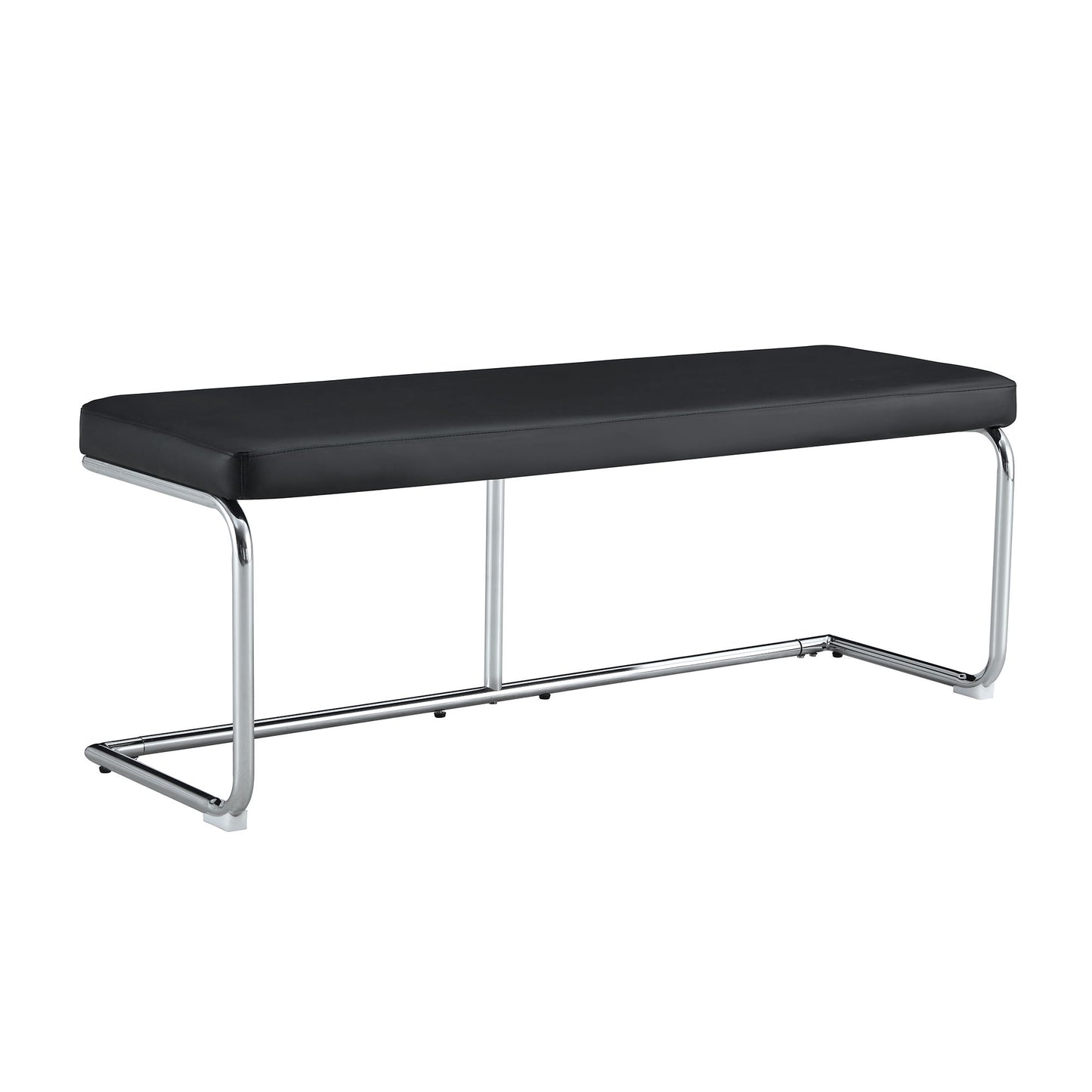 Shoe Changing Bench With Silver Metal Legs For Versatile Use - Black