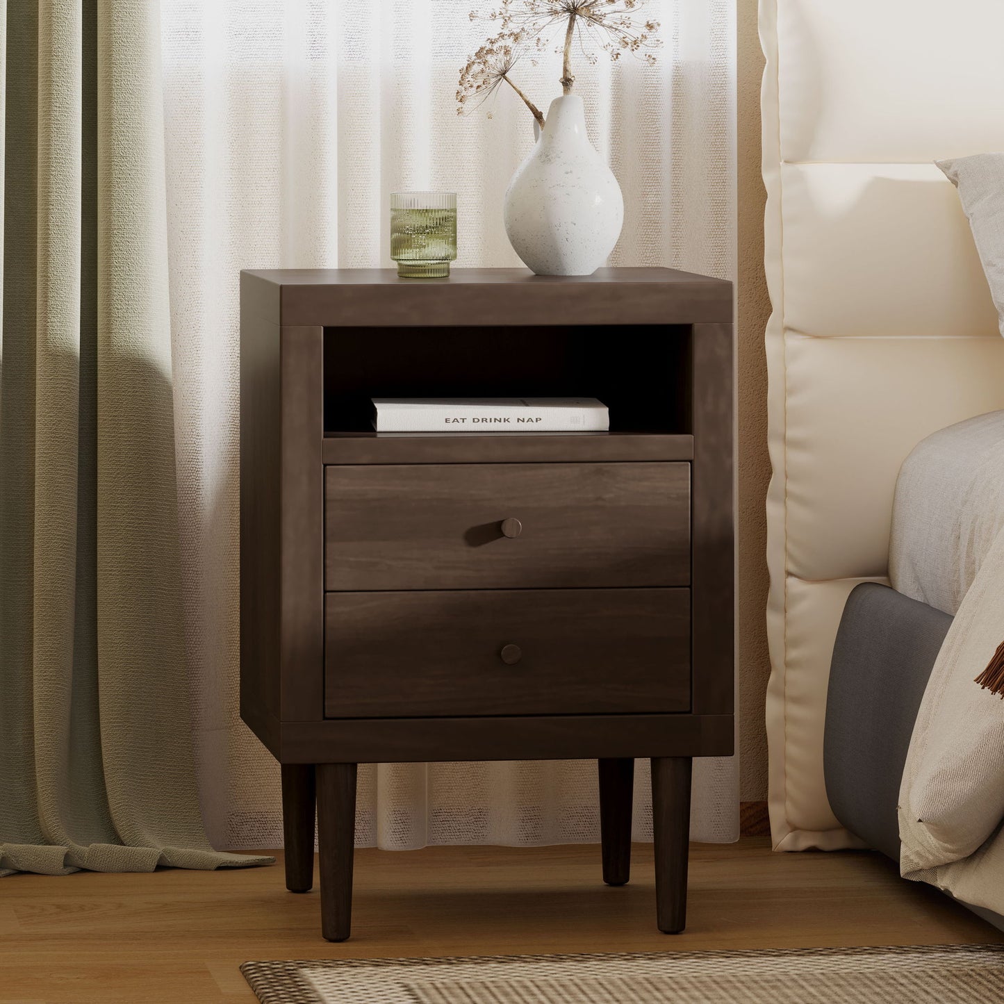 Nystrom - Mid Century Modern 2 Drawer Nightstand