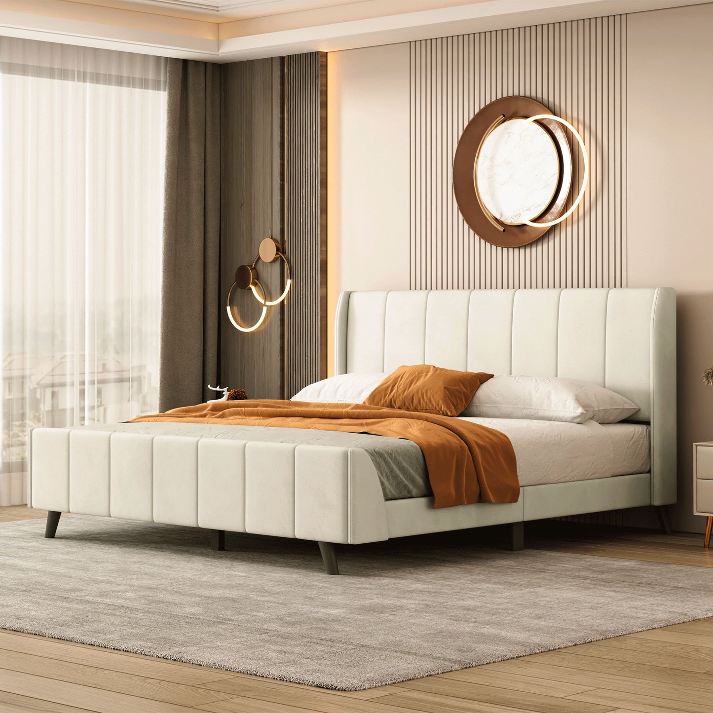 Upholstered Platform Bed Velvet