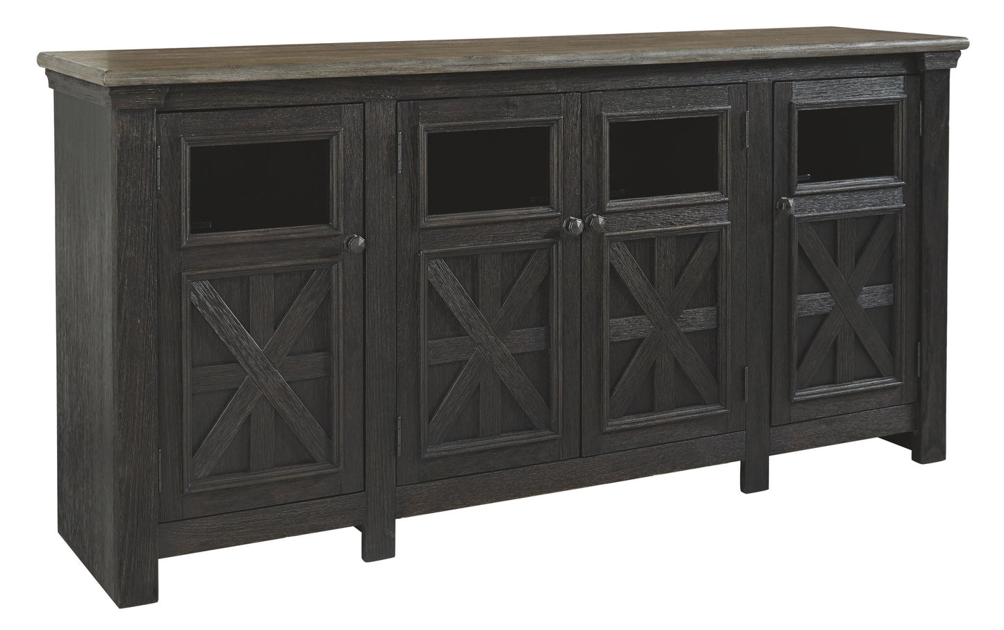 Tyler Creek - Black / Gray - Extra Large TV Stand