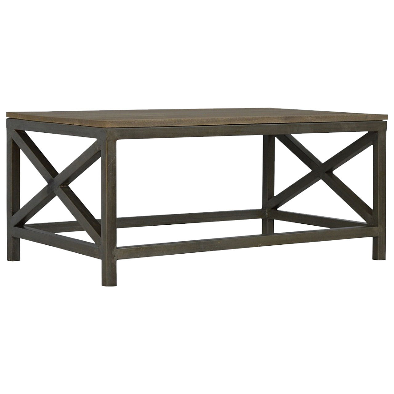 Industrial Cross Metal Coffee Table - Pewter