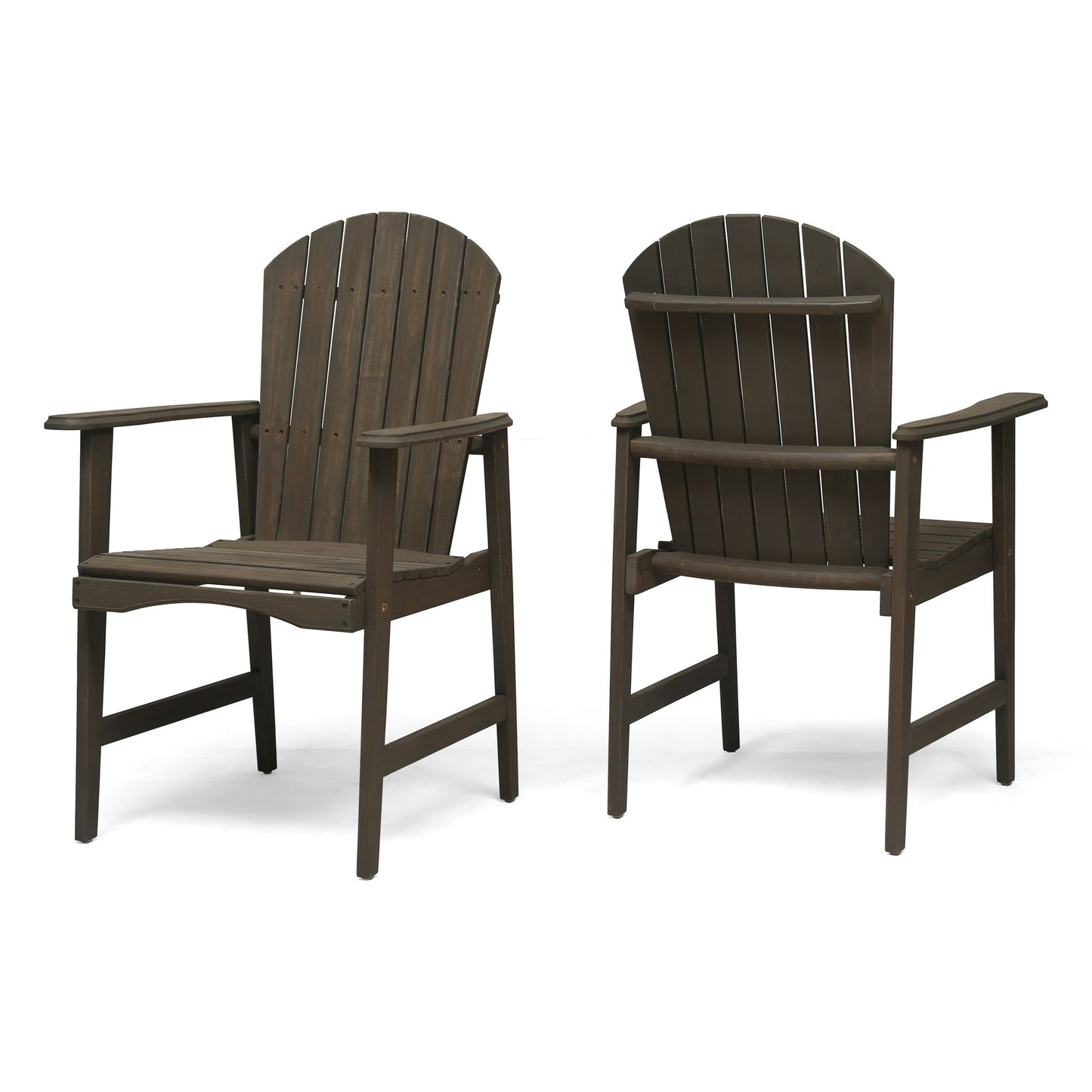 Outdoor Weather Resistant Acacia Wood Adirondack Dining Chairs (Set of 2)