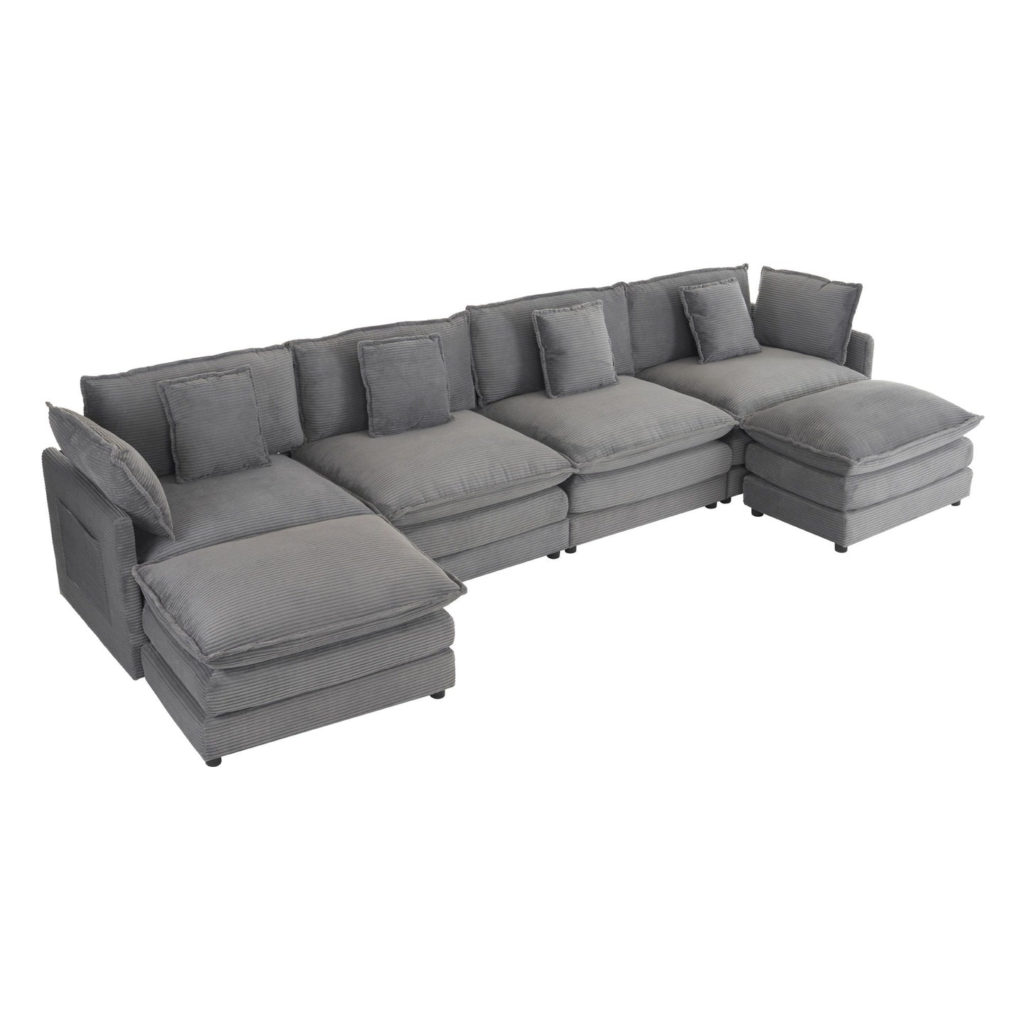 Modern Modular Sectional Sofa With Side Storage Pockets For Living Room