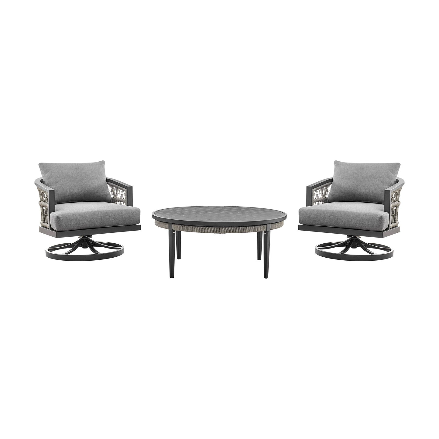 Zella - 3 Piece Outdoor Patio Swivel Seating Set - Light Gray