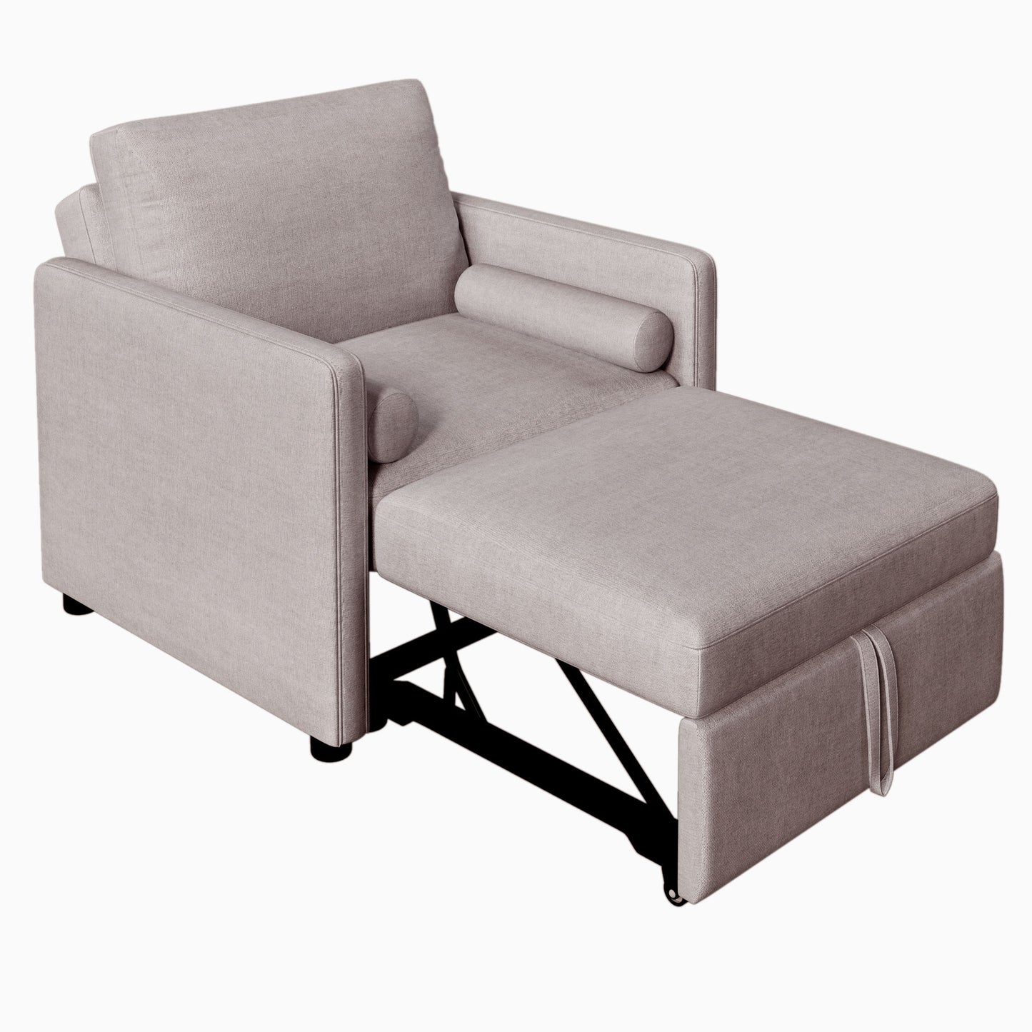 3 In 1 Convertible Sleeper Chair With Adjustable Backrest, Lounger Chair Turns Into Bed