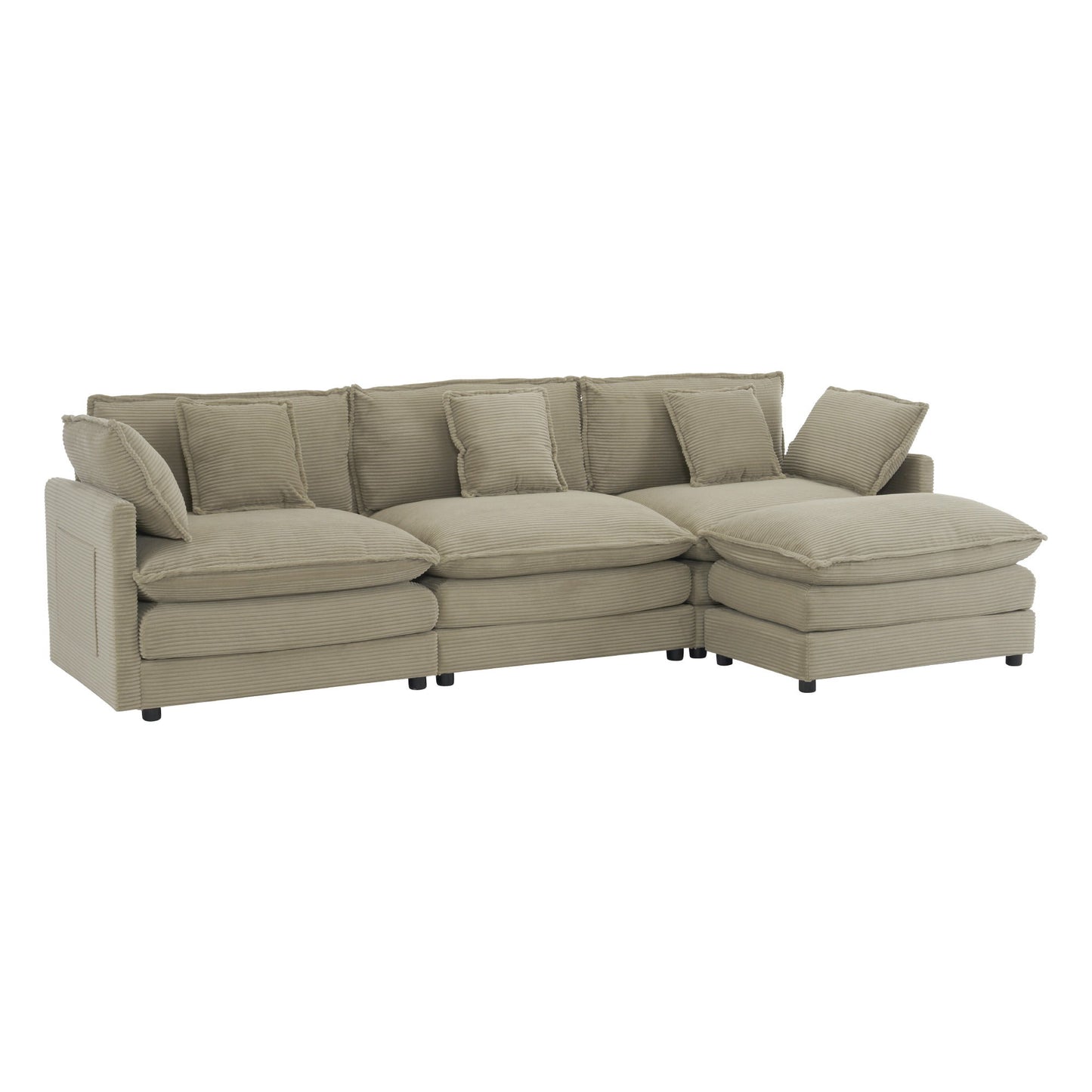 Modern Modular Sectional Sofa With Side Storage Pockets For Living Room