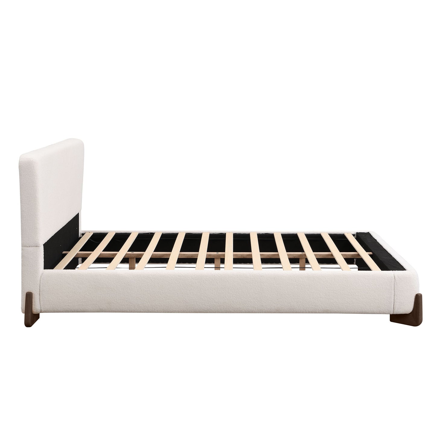 Queen Size Elegant Terry Upholstered Bed - White