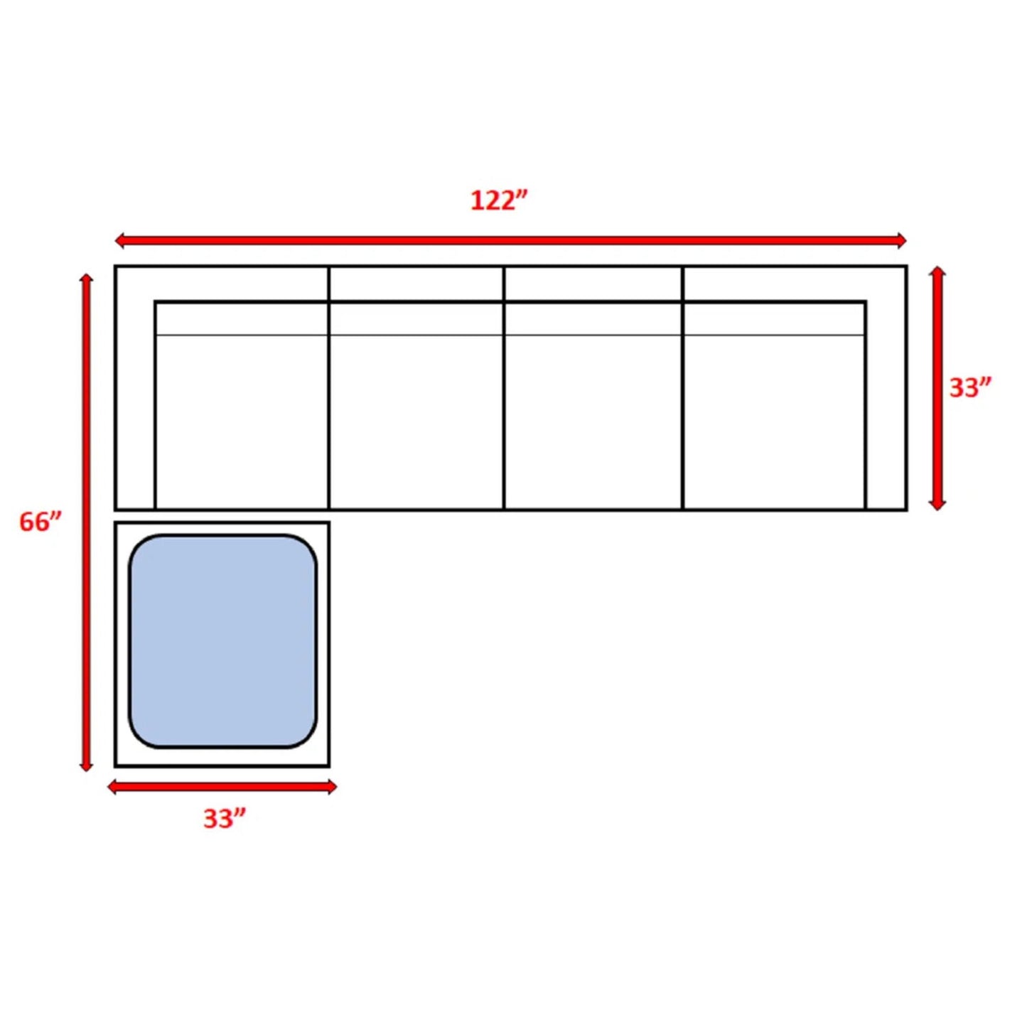 Wide Hand Patio Sectional With Cushions - Brown
