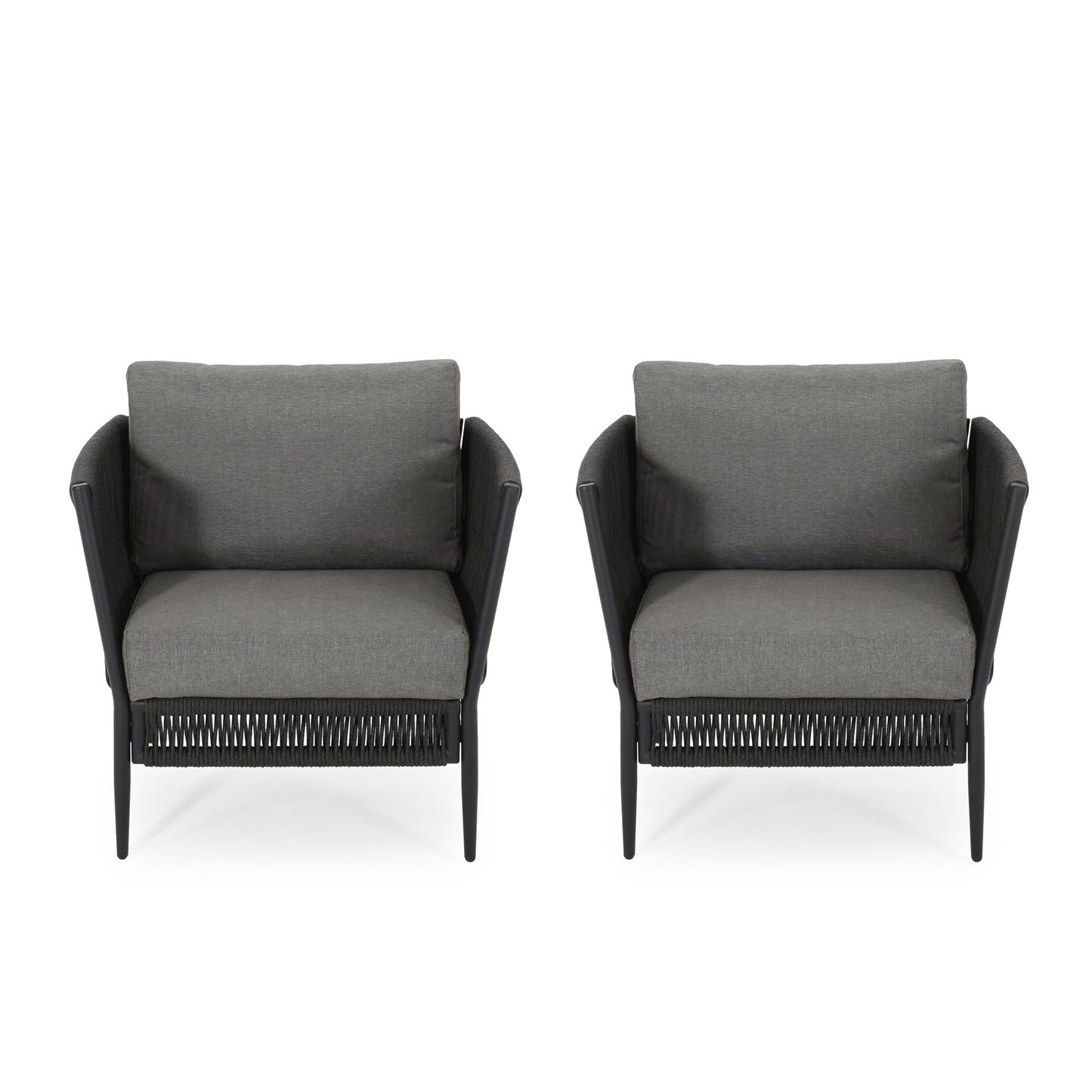Hanford - Modern Club Chair With Woven Rope Design - Gray