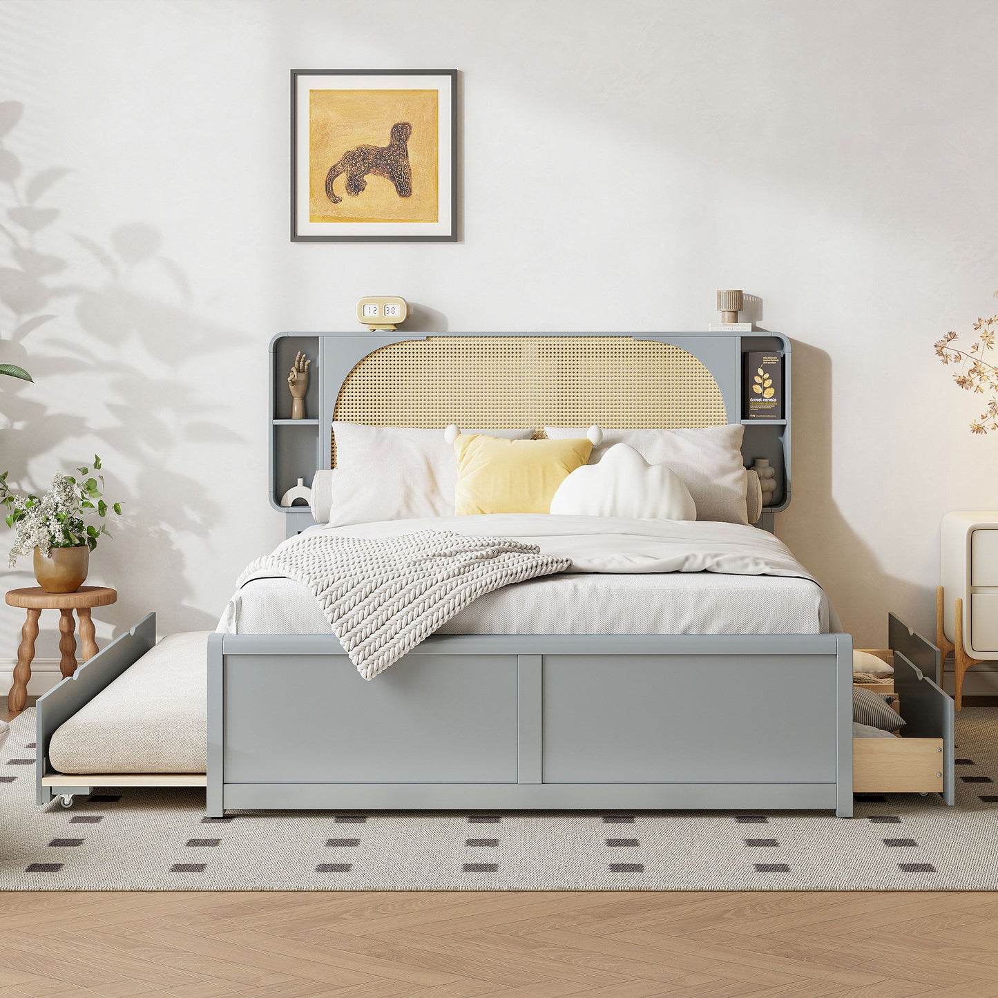 Headboard Bed With 2 Drawers And Trundle