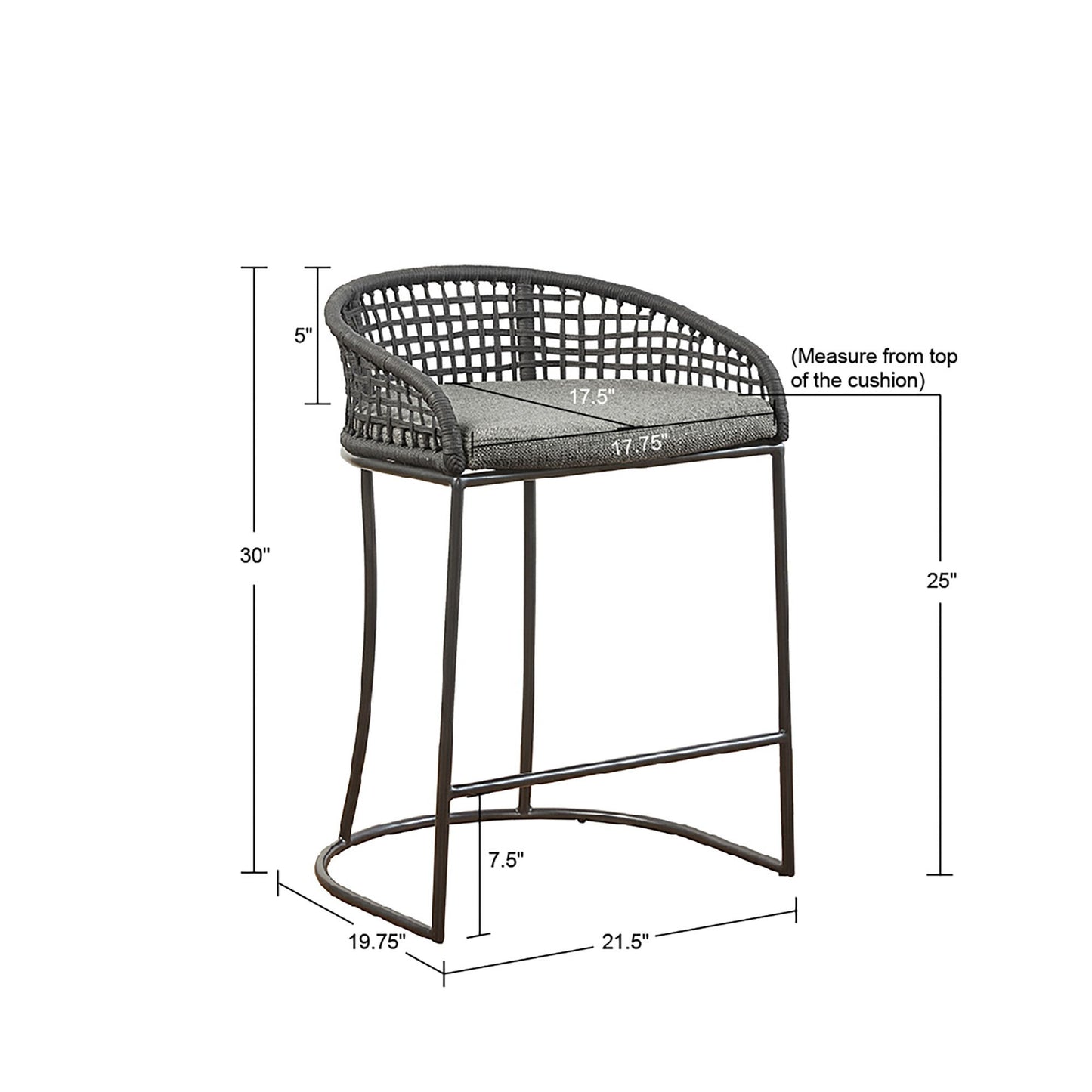 Coastal Woven Counter Stool With Upholstered Seat