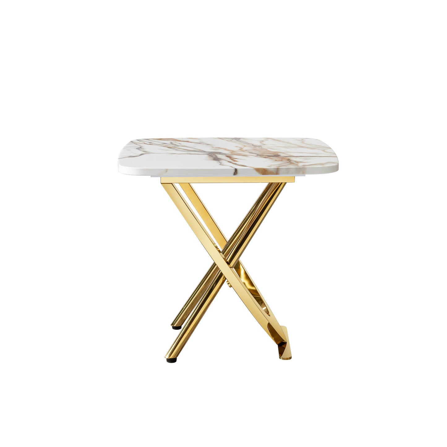 Contemporary Marble Pattern Top Table With Stainless Steel Base