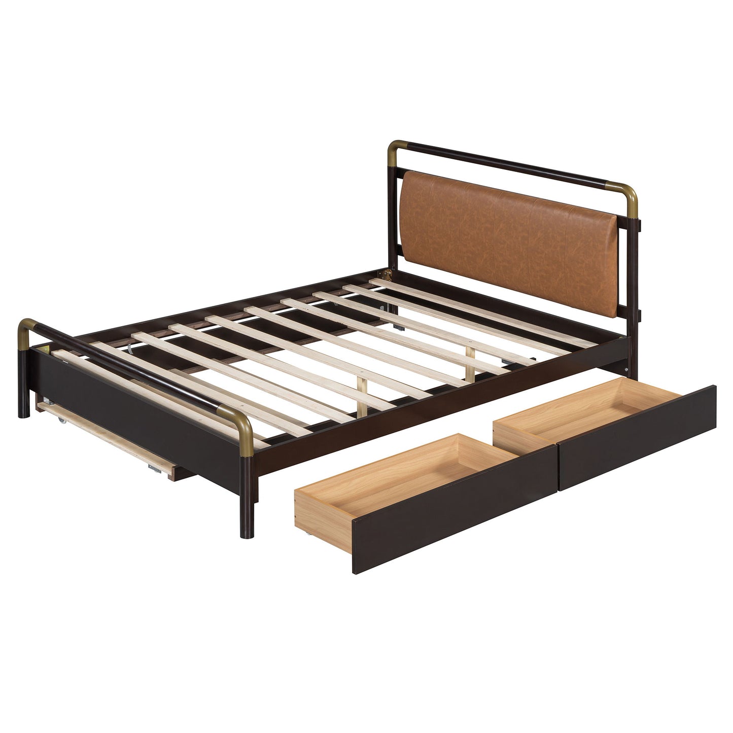 Storage Platform Bed, With 2 Big Drawers, Trundle