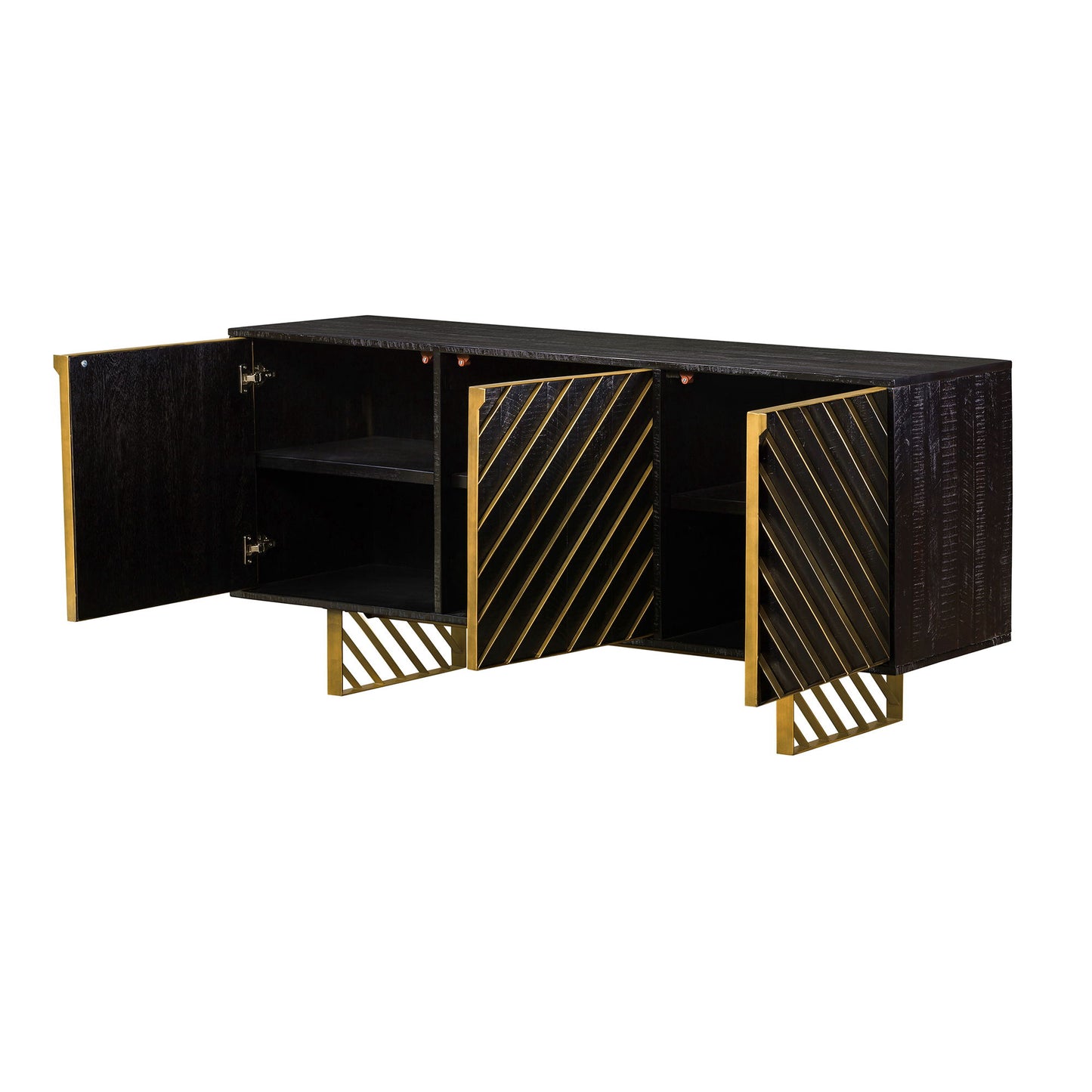 Monaco - Sideboard With Antique Brass Accent - Black