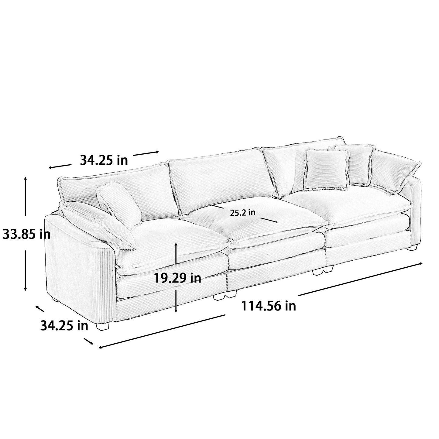 Elegant Corduroy Oversized Sectional Sofa Set With Deep Seats And Flexible Layout
