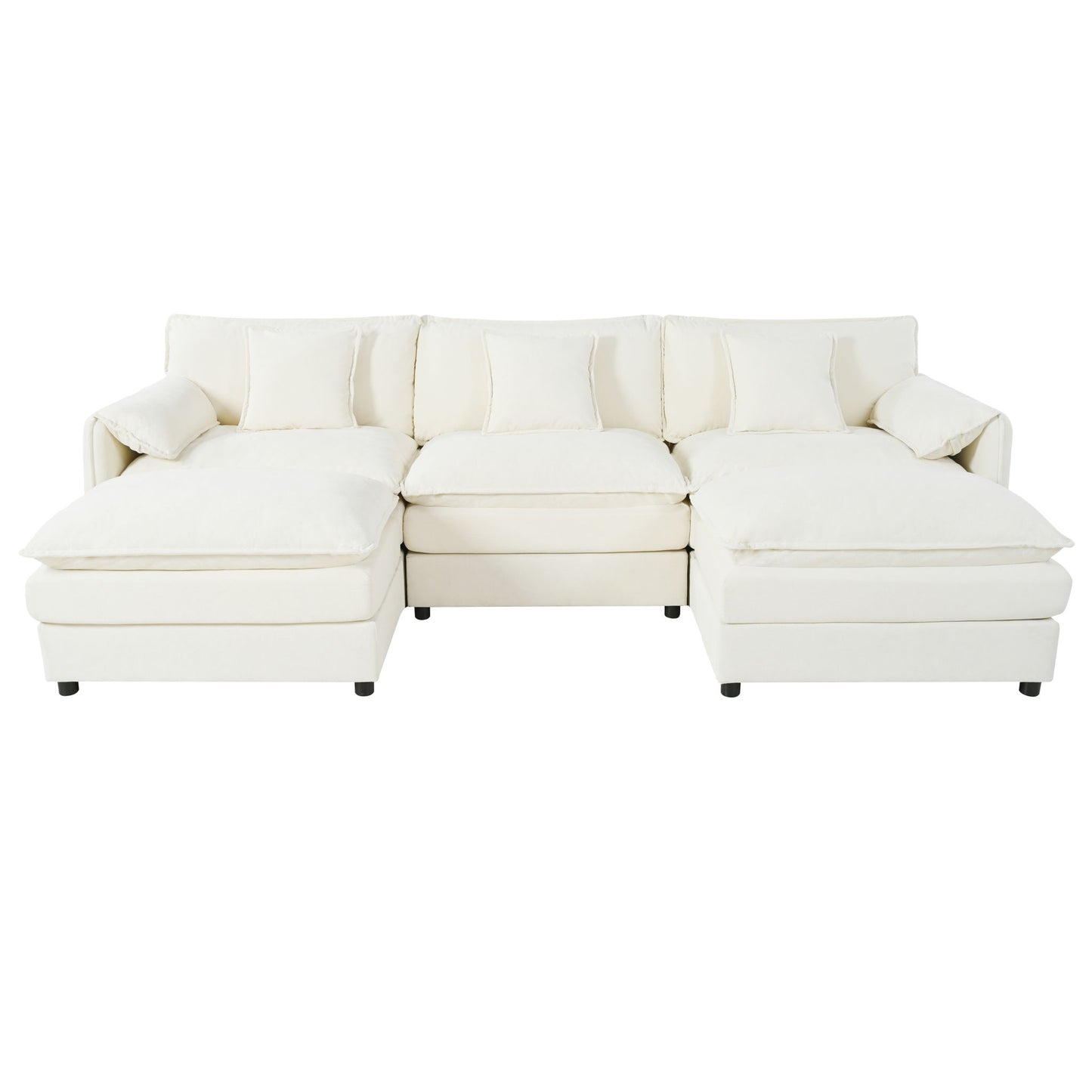 Modern Comfy Deep Seat Modular Sectional Sofa Cloud Couch With Ottoman