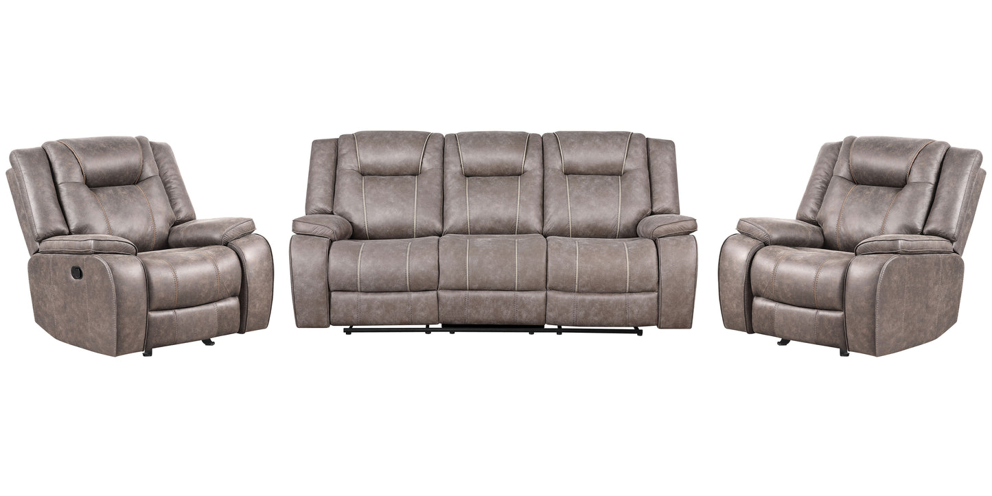Blake - Manual Glider Reclining Sofa And 2 Recliners - Desert Taupe