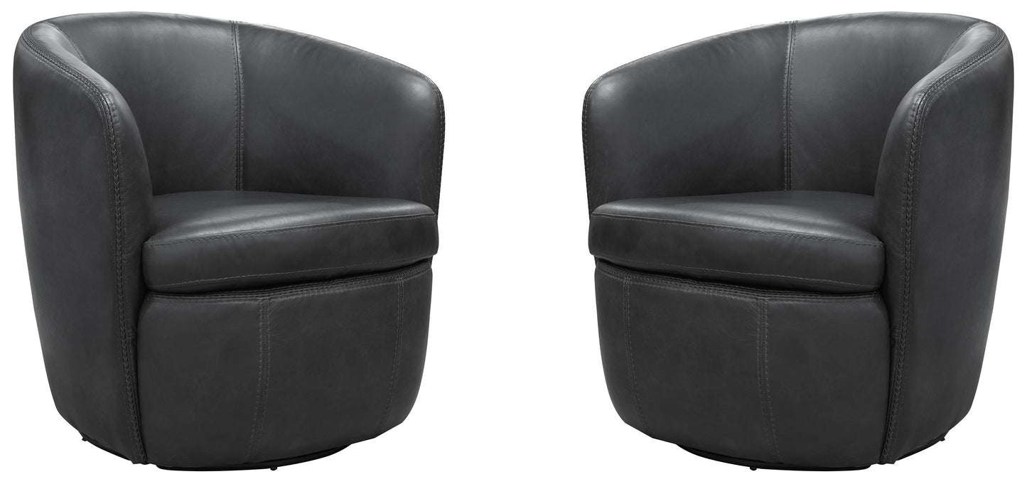 Barolo - 100% Italian Leather Swivel Club Chair (Set of 2)