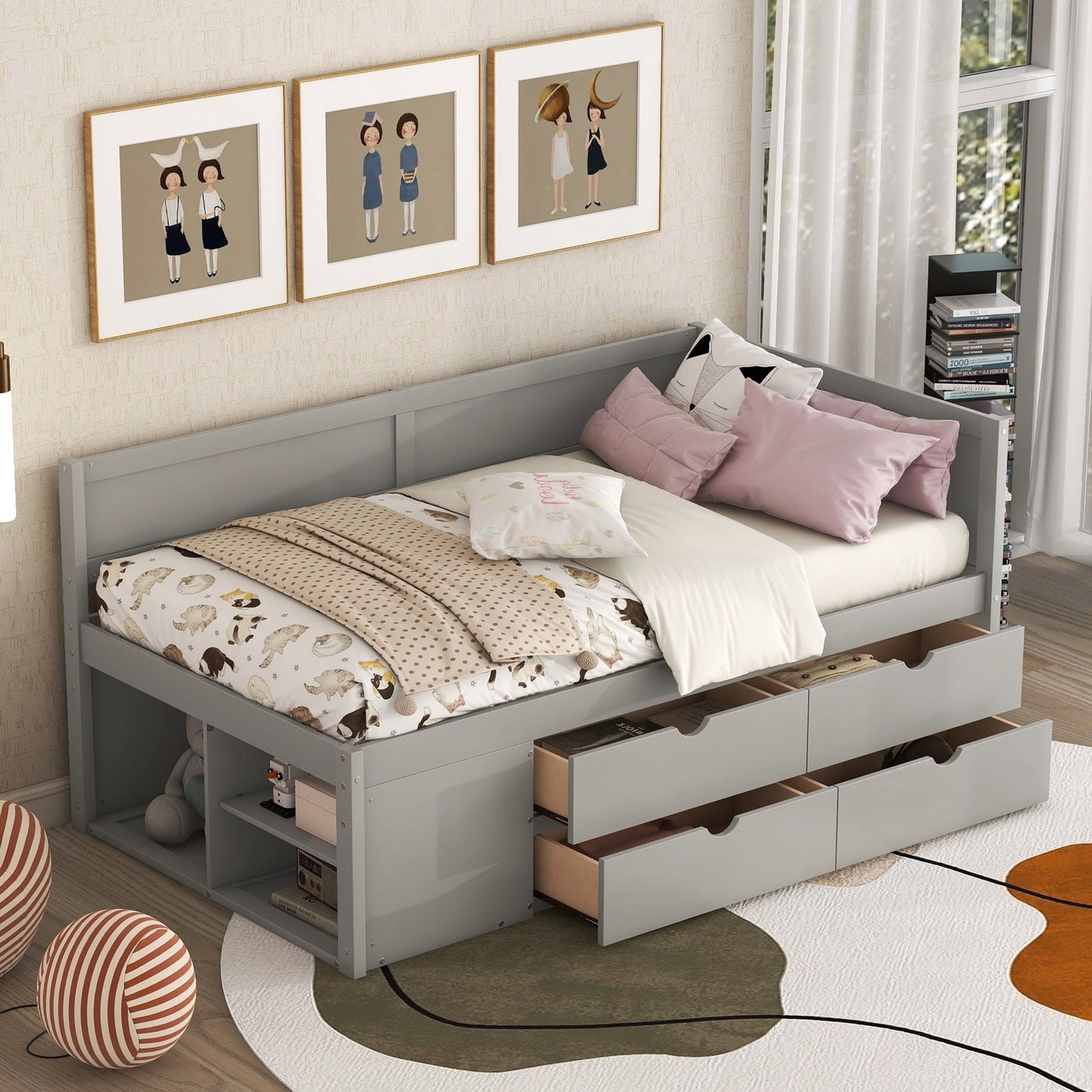 Daybed With Drawers And Shelves