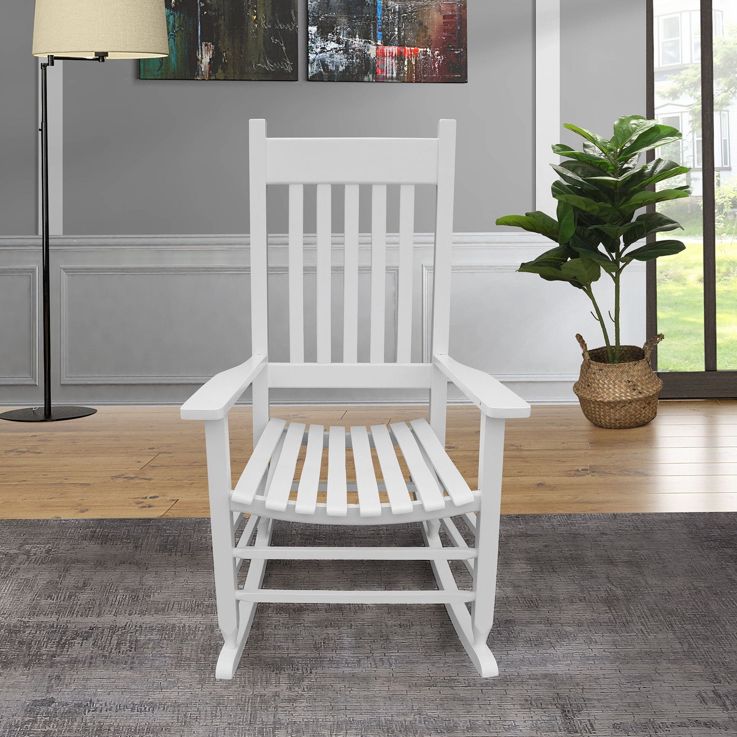 Classic Wooden Porch Rocker Chair Populus Wood Comfortable Design