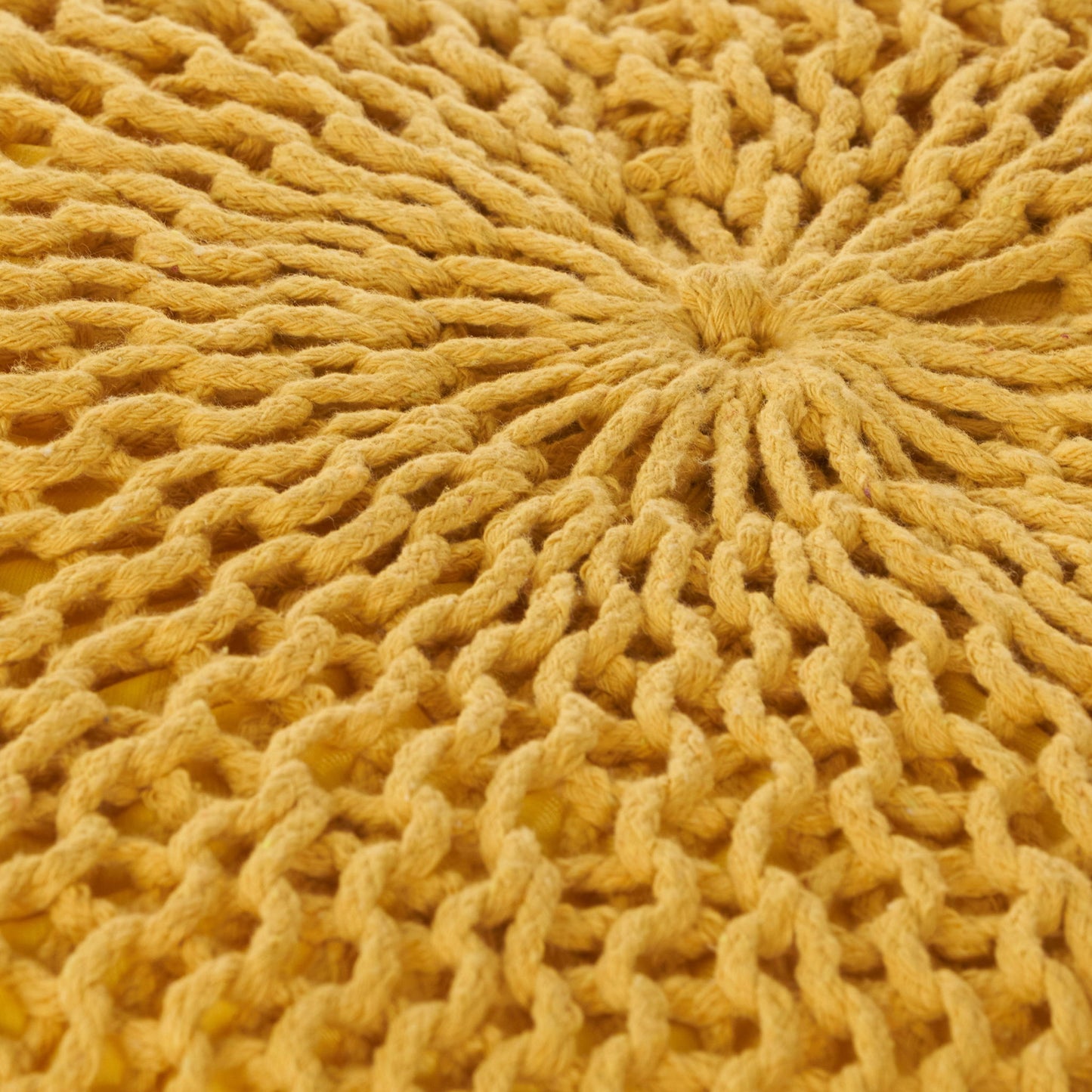 Bordeaux - Knitted Cotton Round Pouf, Versatile Ottoman And Floor Cushion