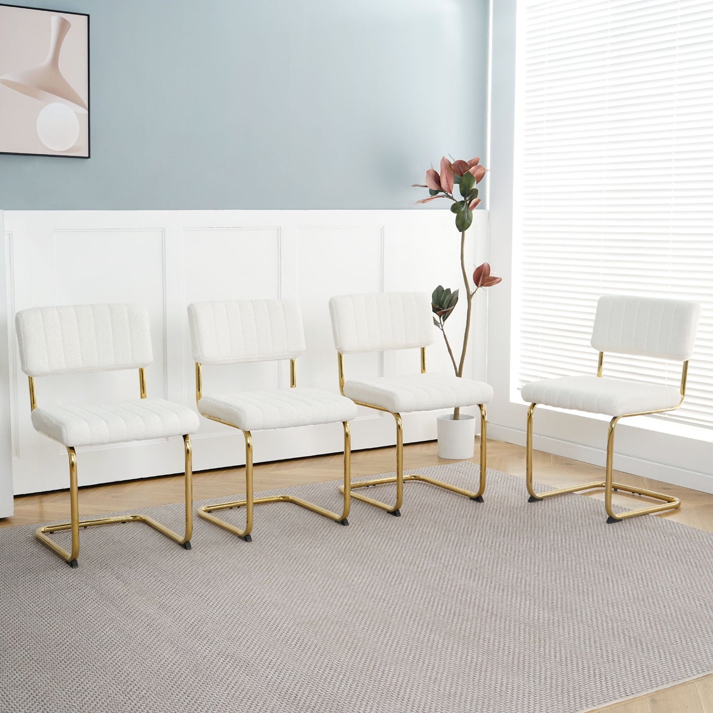 Modern Light Luxury Dining Chair With Metal Legs And Bow Design