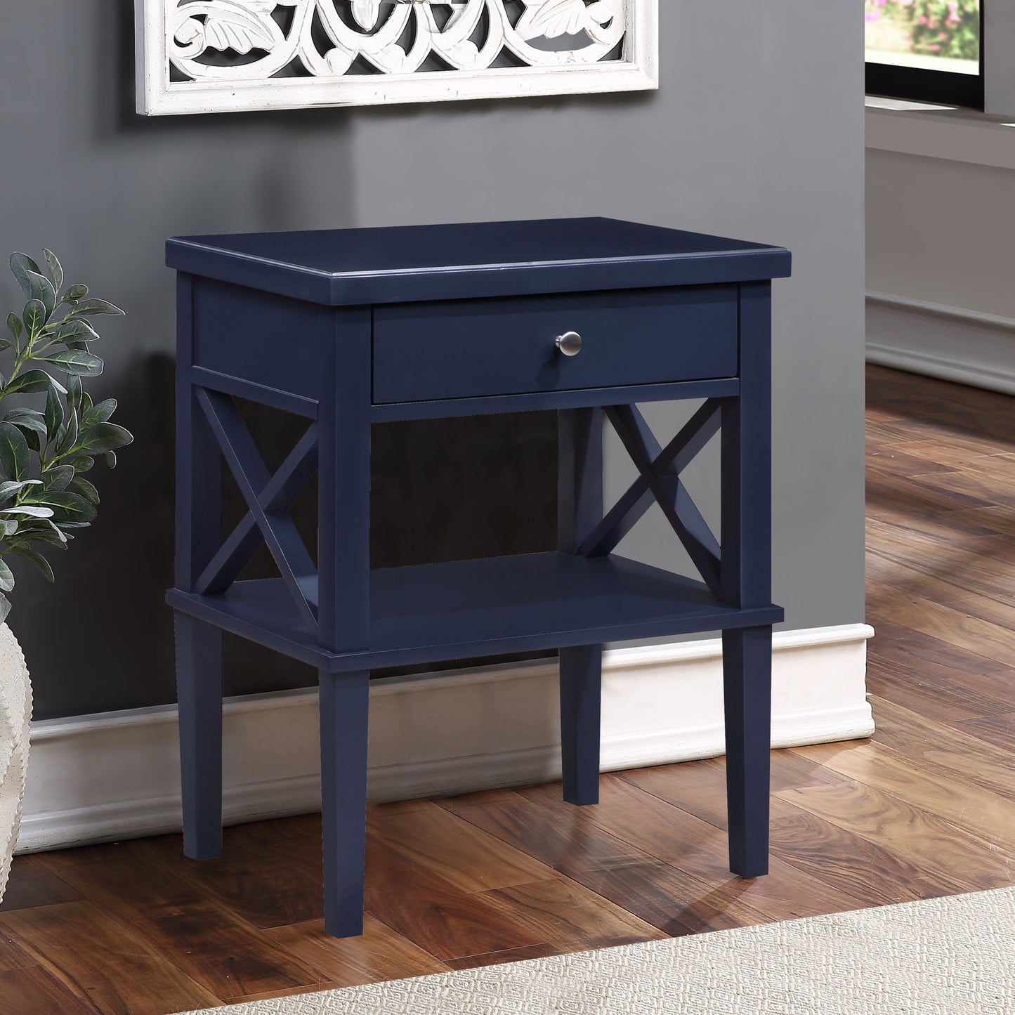 Madison - Nightstand With Open Shelf And Drawer And Decorative Side Panels