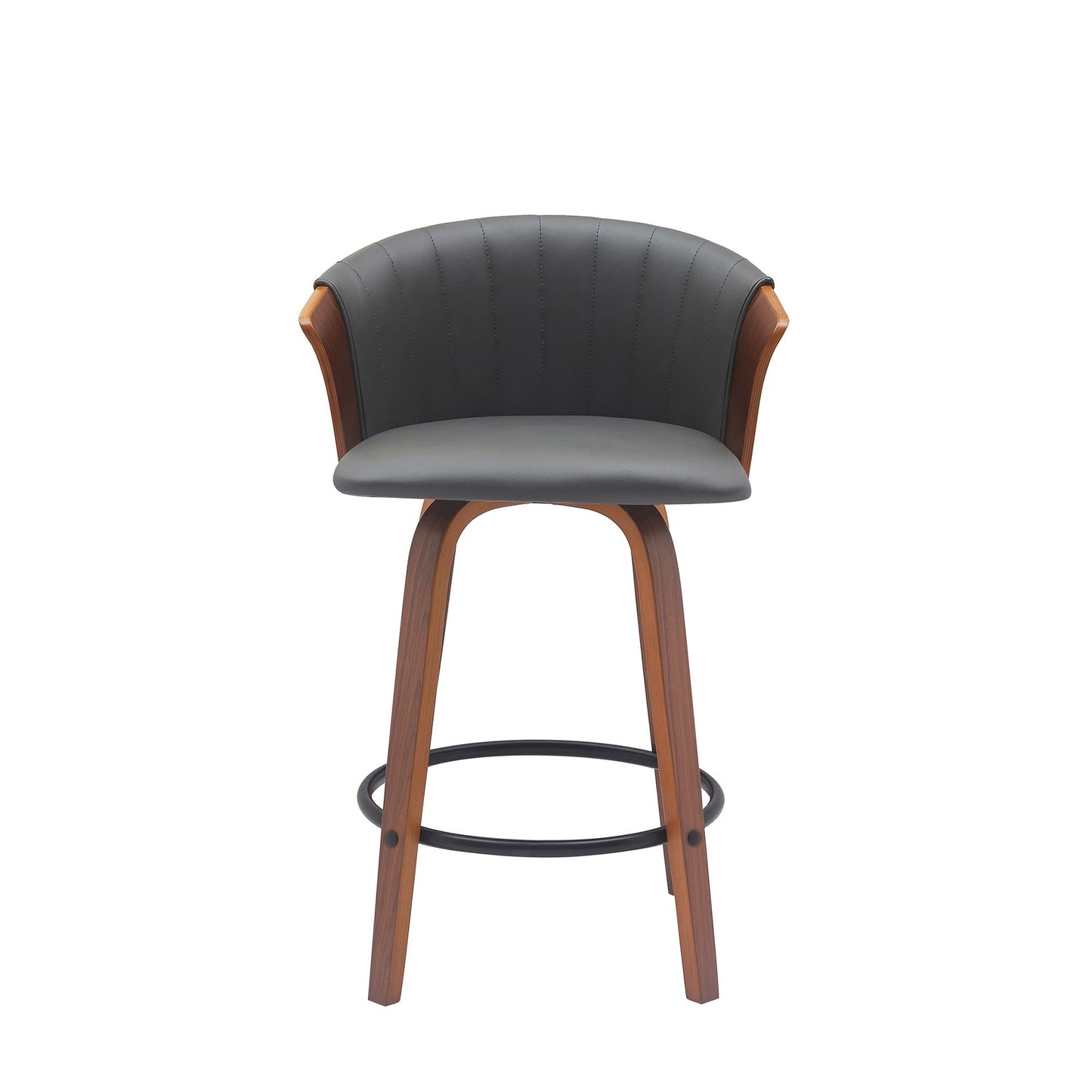 Diana - Swivel Walnut Wood Faux Leather Counter Stool