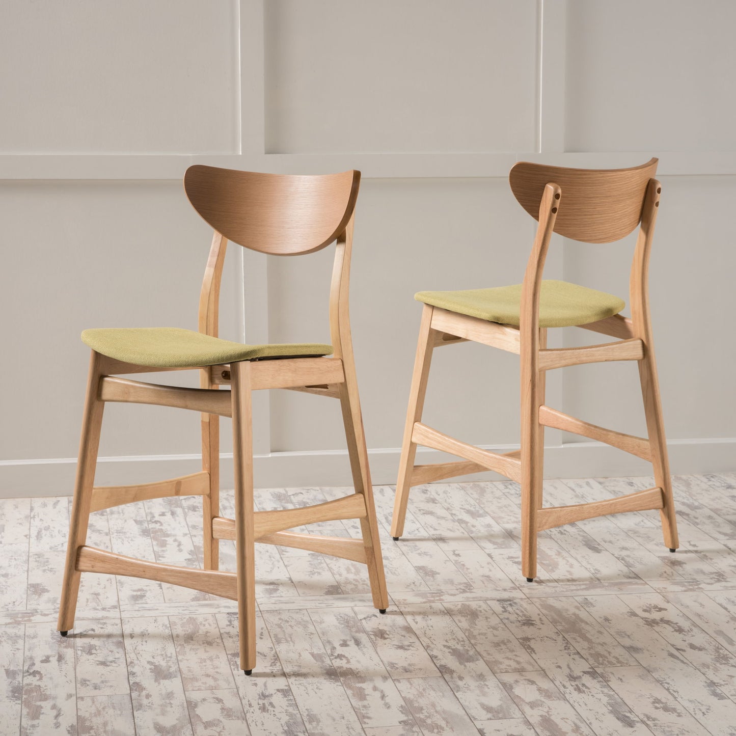 Retro Modern Counter Height Chair Set With Cushioned Seats