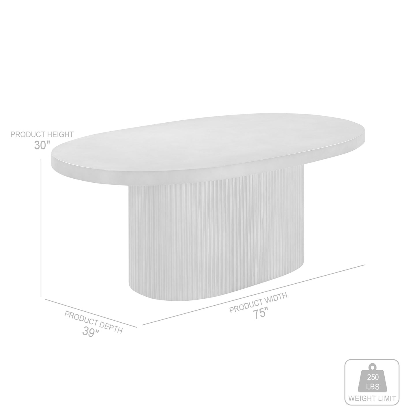 Wave - Oval Dining Table - Gray Concrete