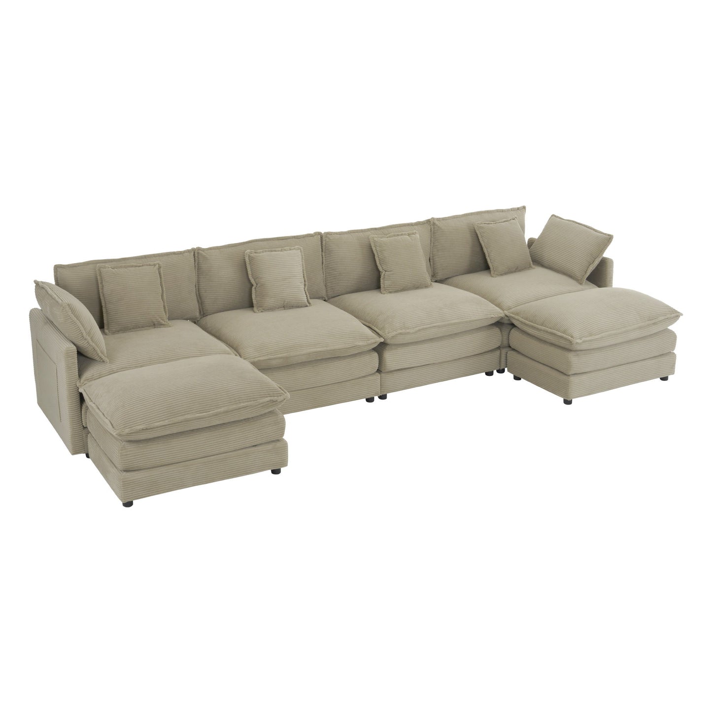 Modern Modular Sectional Sofa With Side Storage Pockets For Living Room