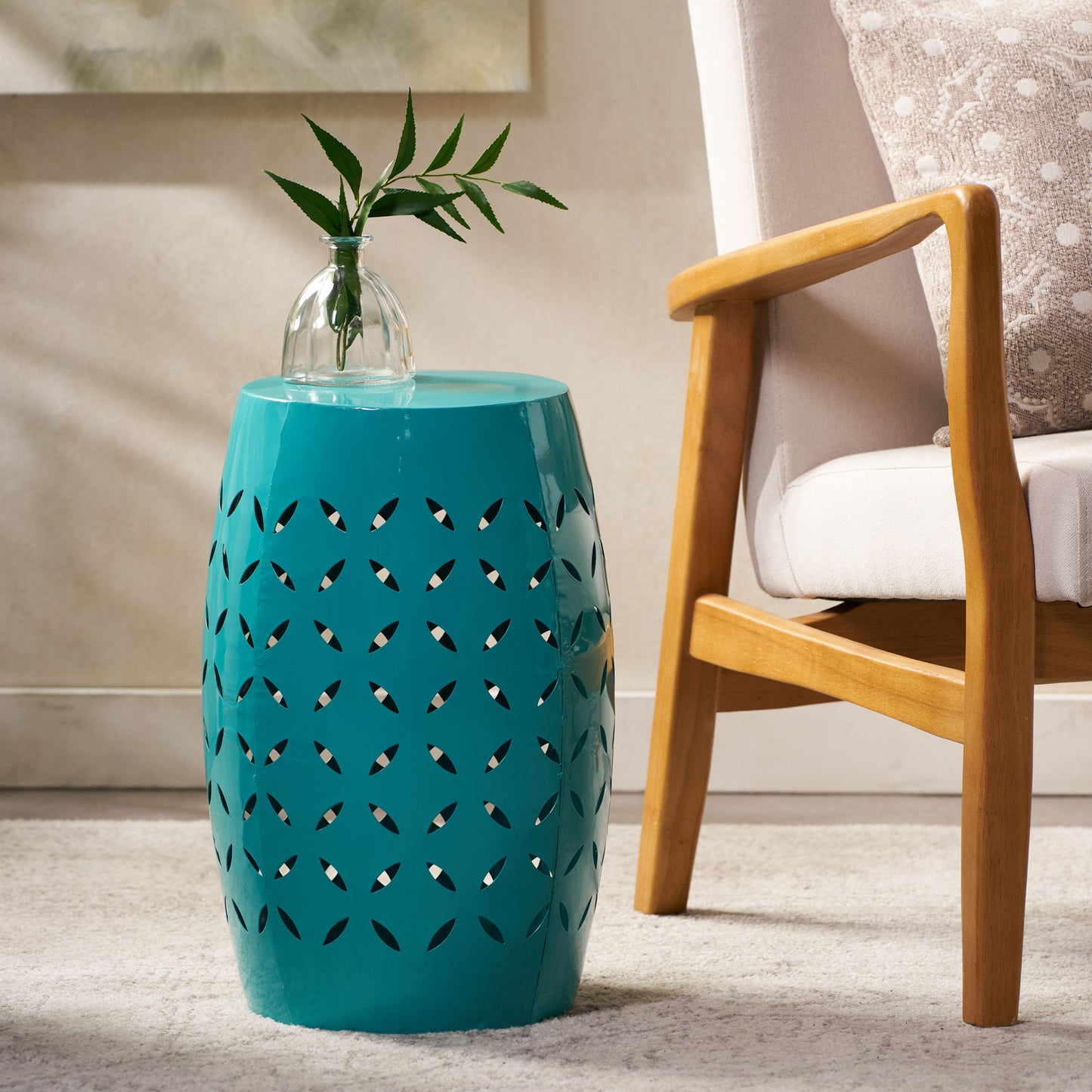 Lilac - Lace Cut Side Table, Compact Design