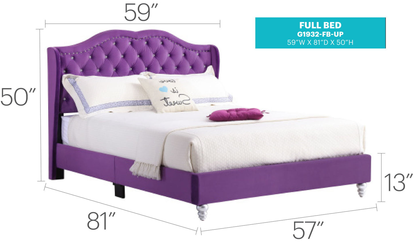 Upholstered Velvet Bed Transitional