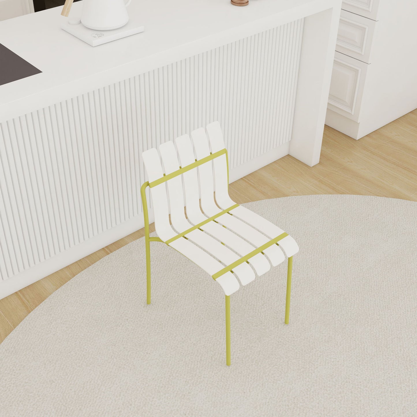 4 Piece Set Of Modern Color Block Designed Single Chairs