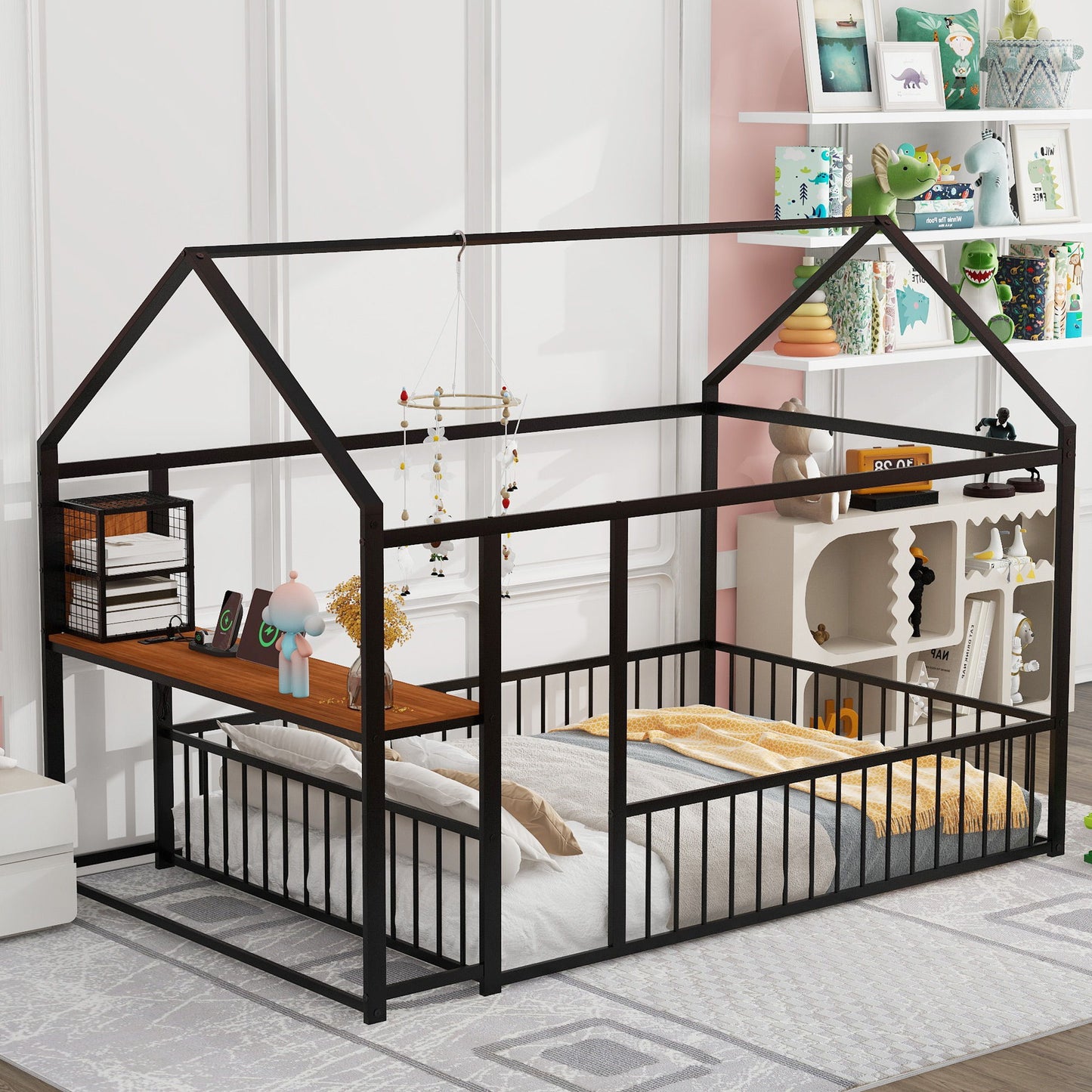 House Frame With Desk, Shelves, Power Outlets And USB Ports