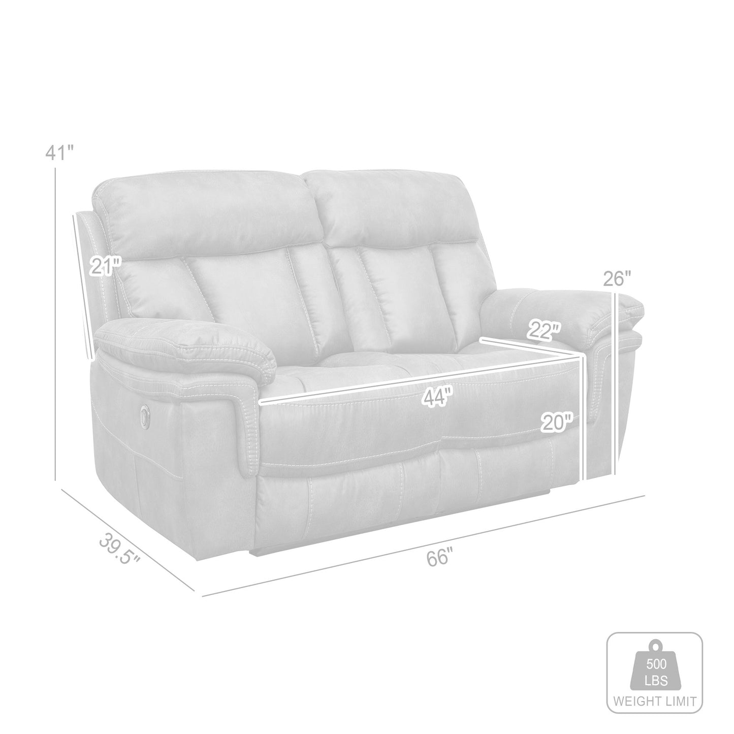 Estelle - Power Loveseat - Gunmetal