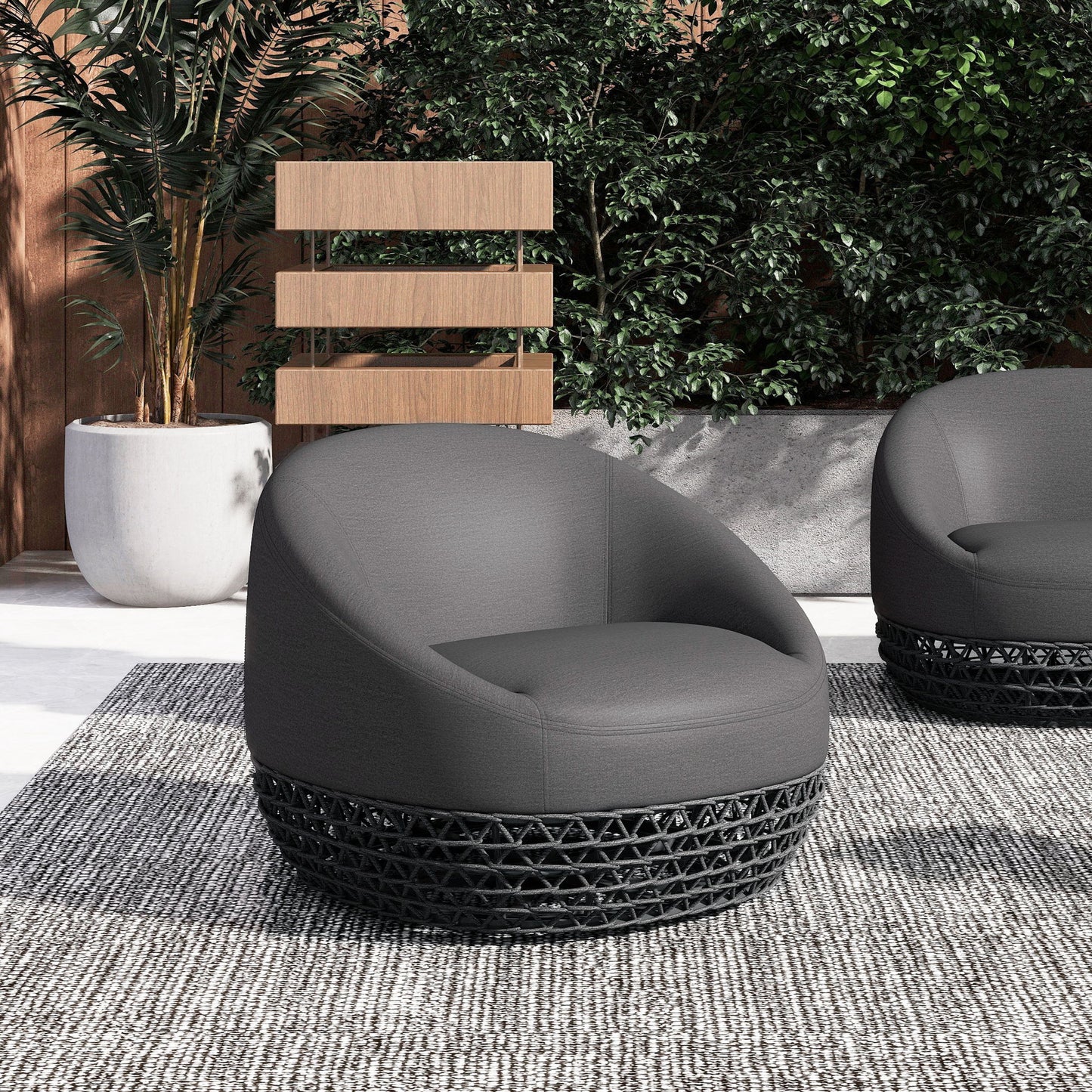 Willow - Upholstered Patio Deep Seating Armchair, Wicker Frame