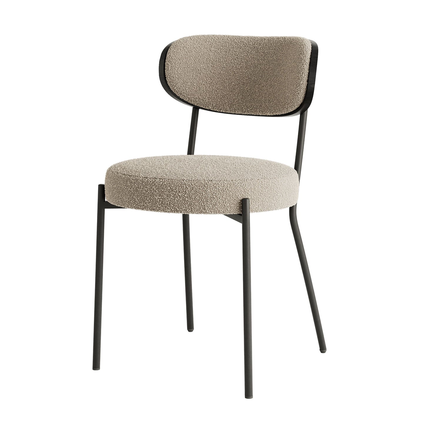 Boucle Modern Kitchen Dining Chair With Bentwood Back (Set of 2)