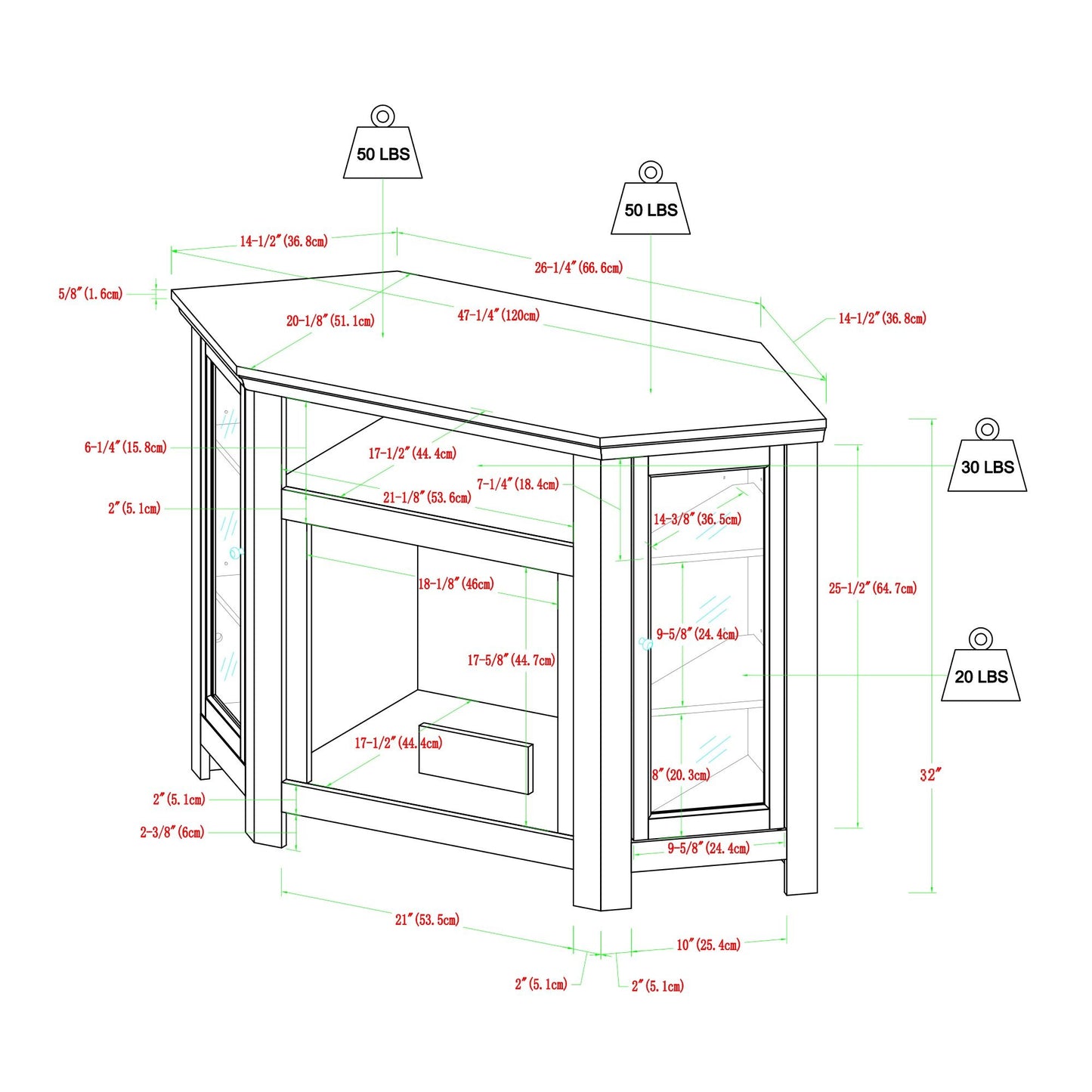 Classic Glass Door Fireplace TV Stand For Tvs Up To 55"