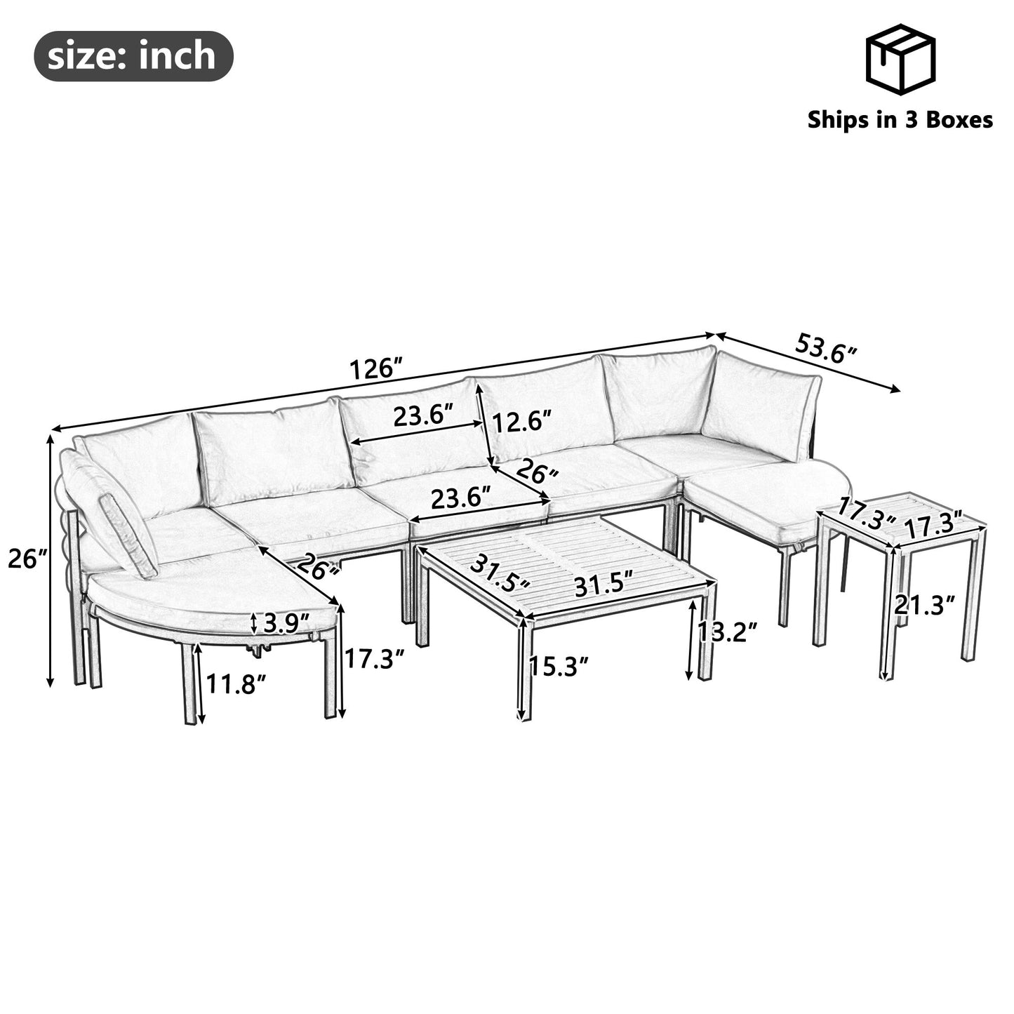 Outdoor Sectional Sofa Set Patio Seating Group With Cushions