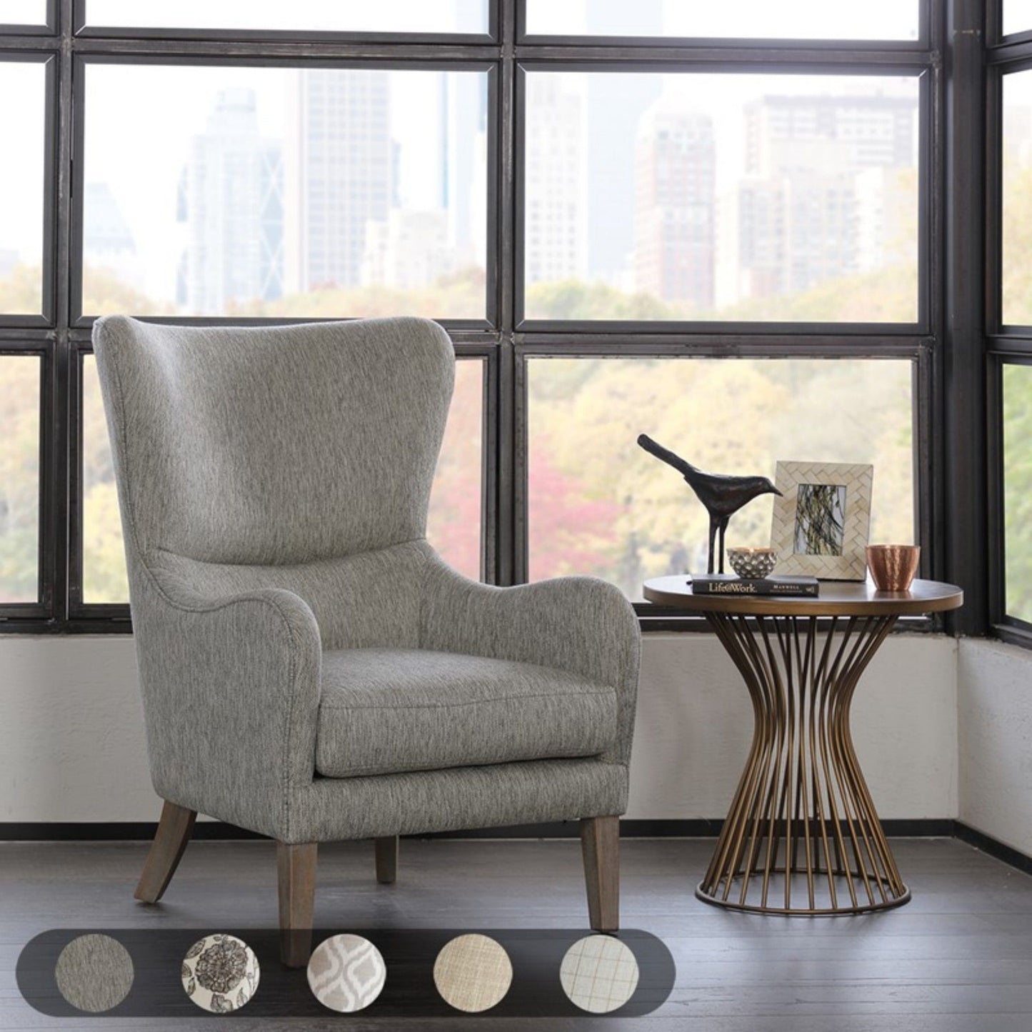 Arianna - Swoop Wing Chair With High Density Foam Support - Gray