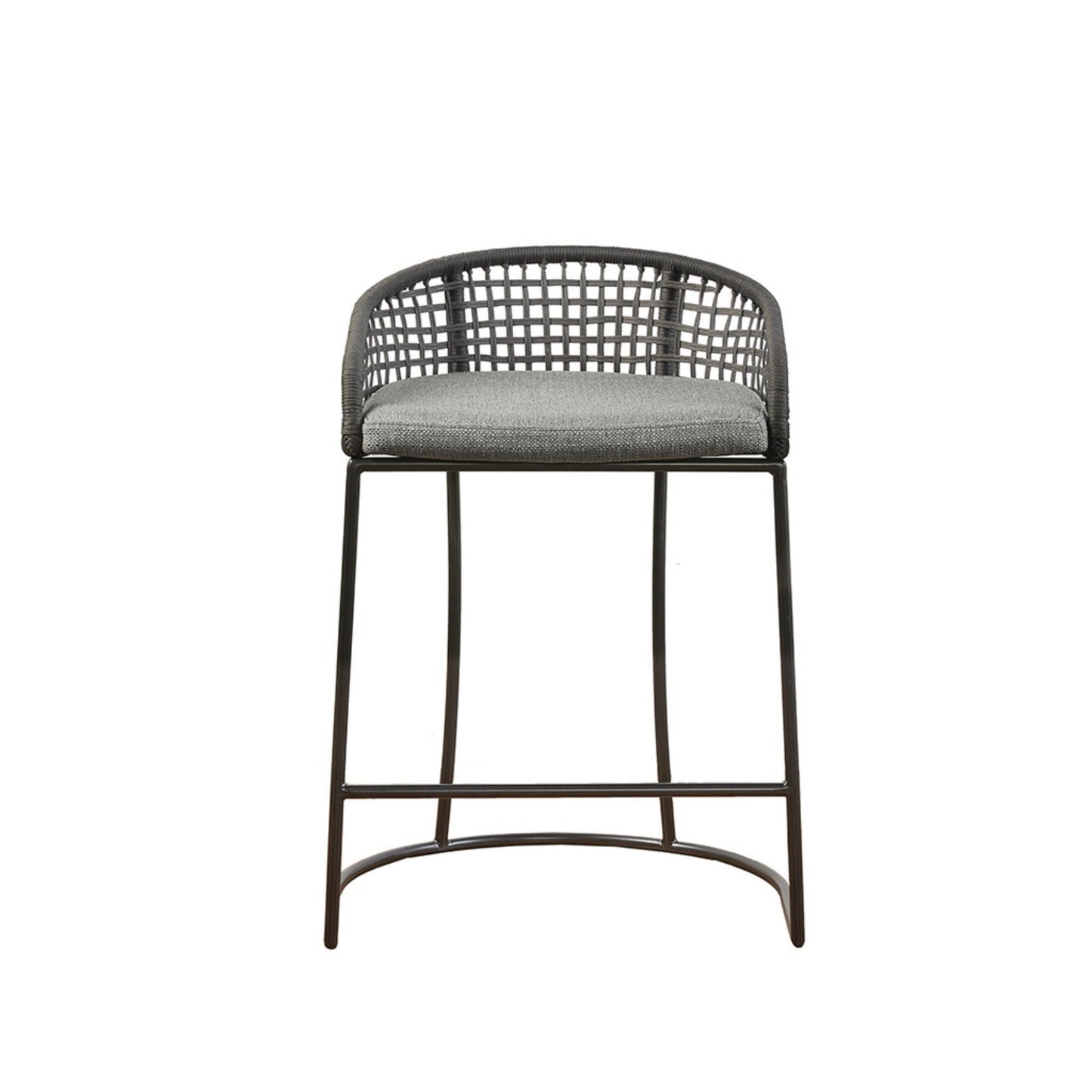 Coastal Woven Counter Stool With Upholstered Seat